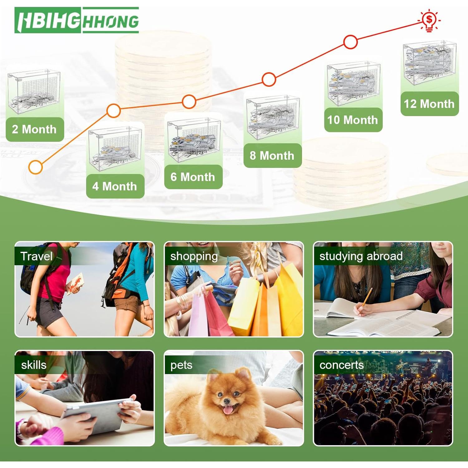 Bote de Ahorro Acrílico Transparente 0.55 kg con Contador