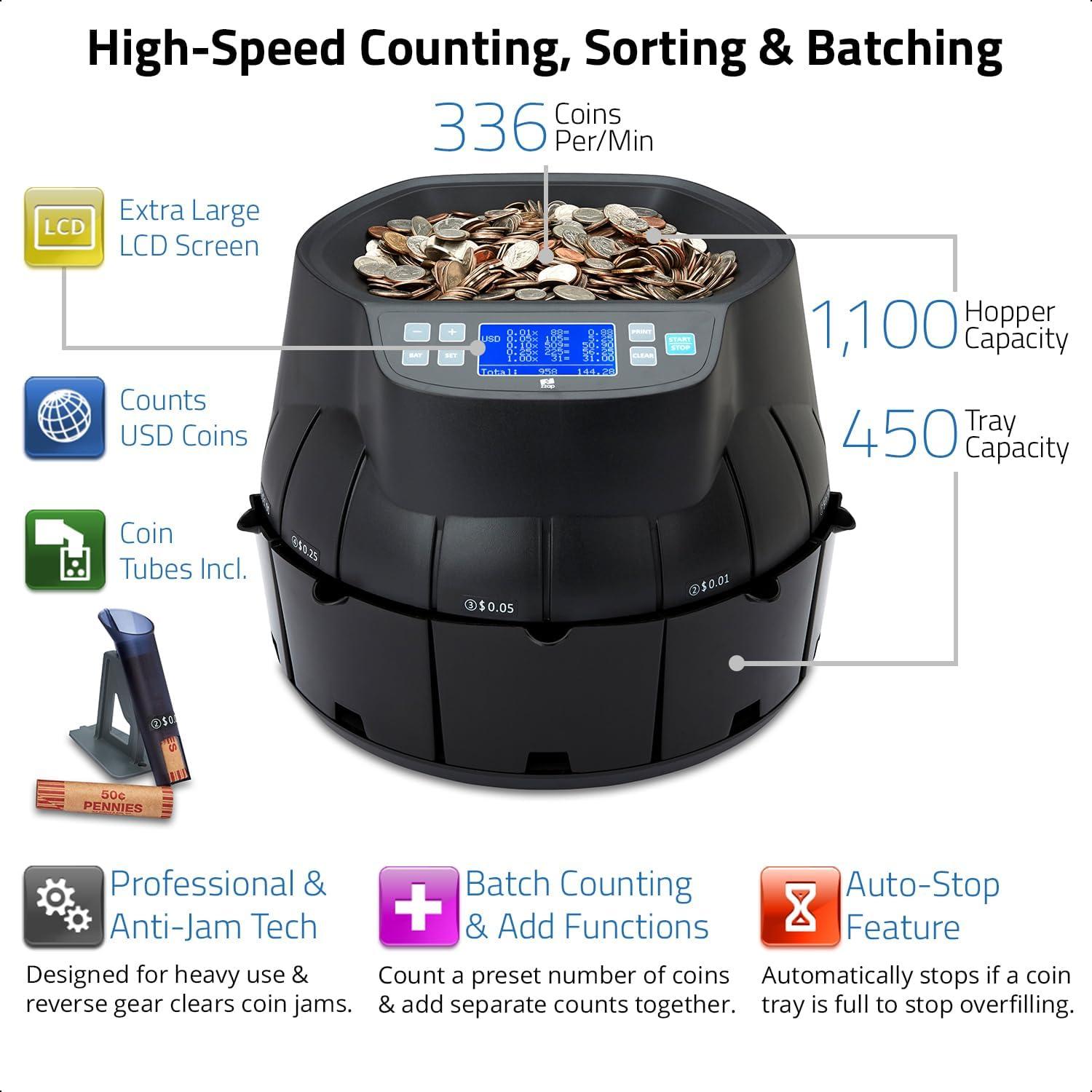 Contador y Clasificador de Monedas ZZap CS40 - 2300 monedas/minuto