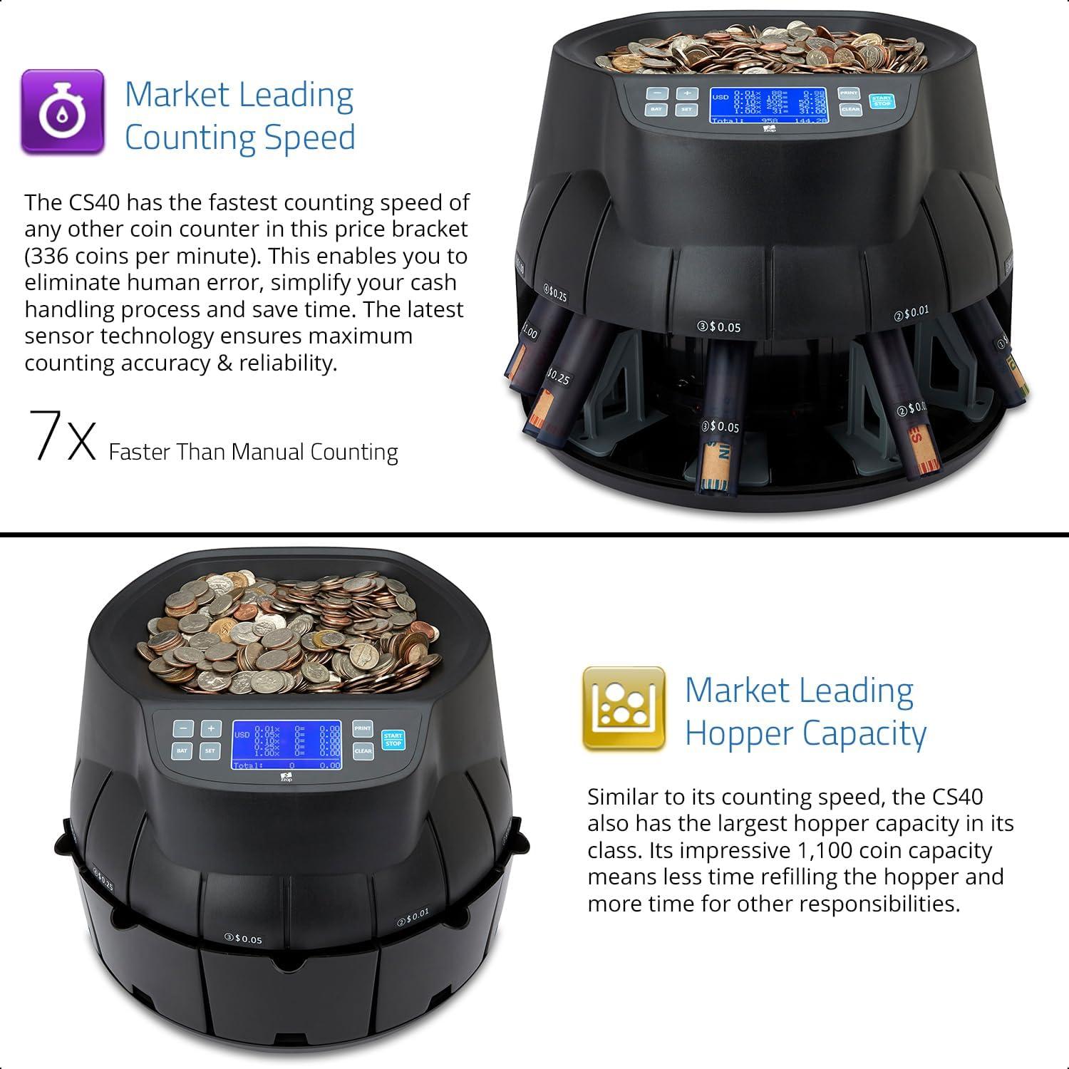Contador y Clasificador de Monedas ZZap CS40 - 2300 monedas/minuto