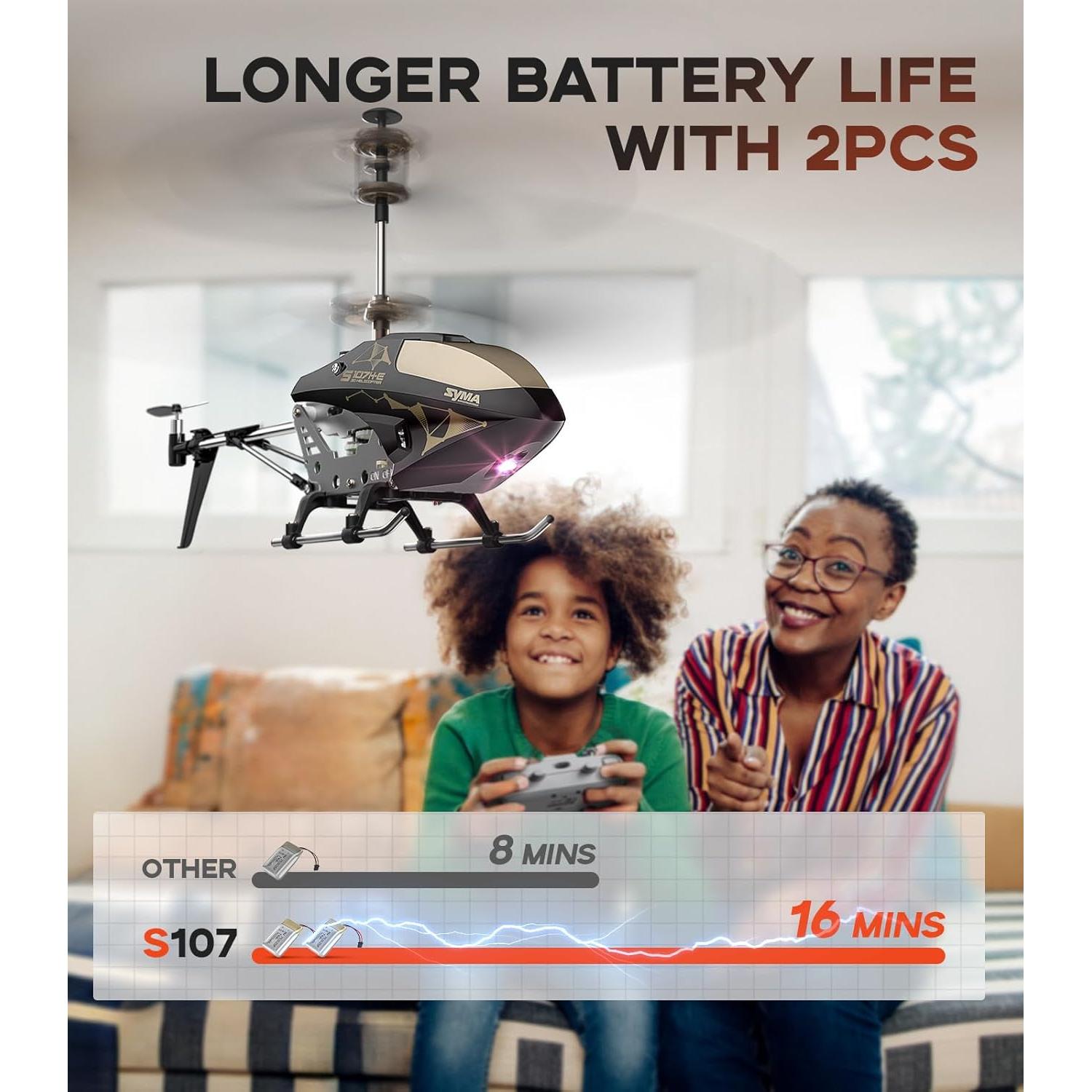 Helicóptero RC SYMA S107H con 2 Baterías y Estabilizador