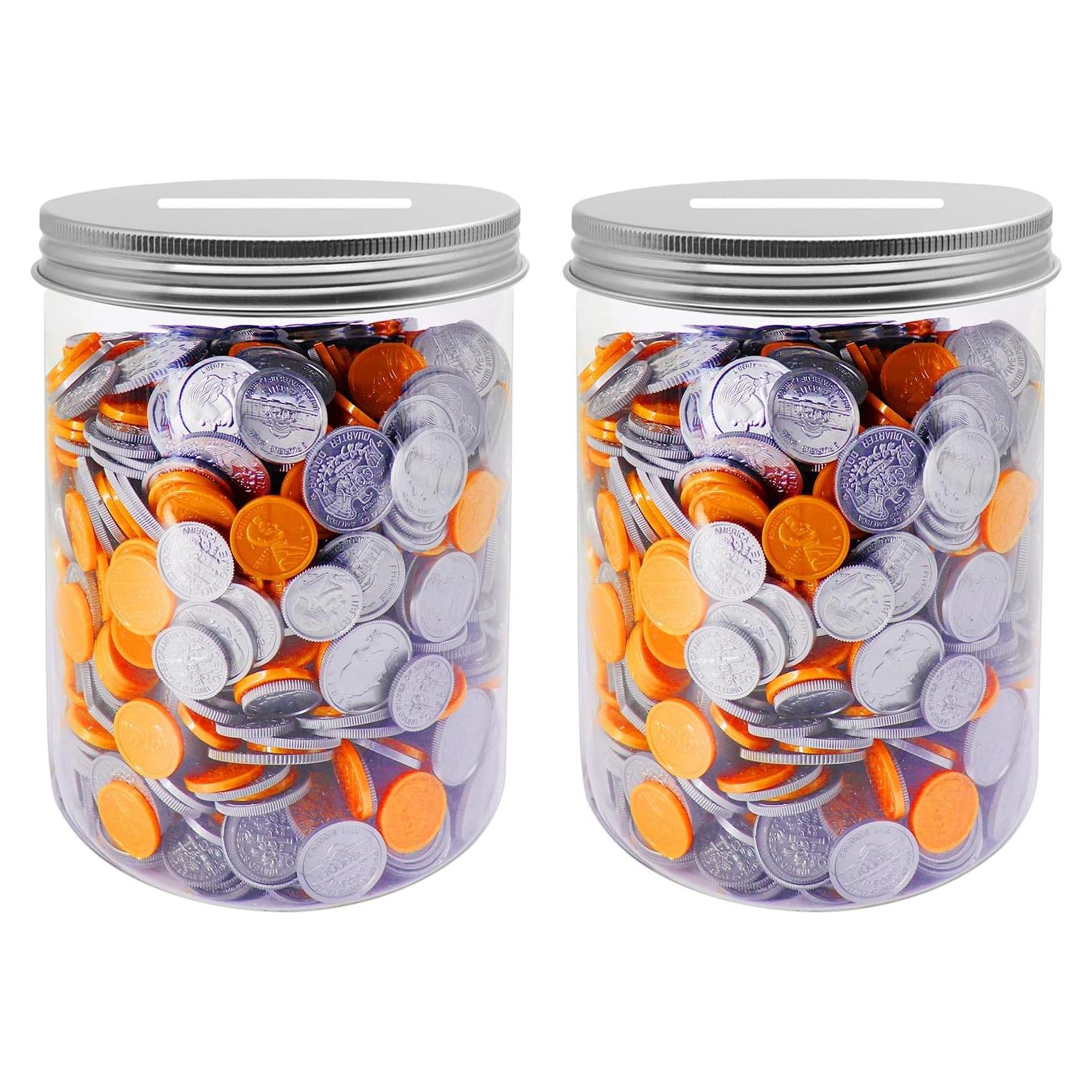 Tarro de Ahorro Grande Mczxon 2-Pack Plástico Transparente