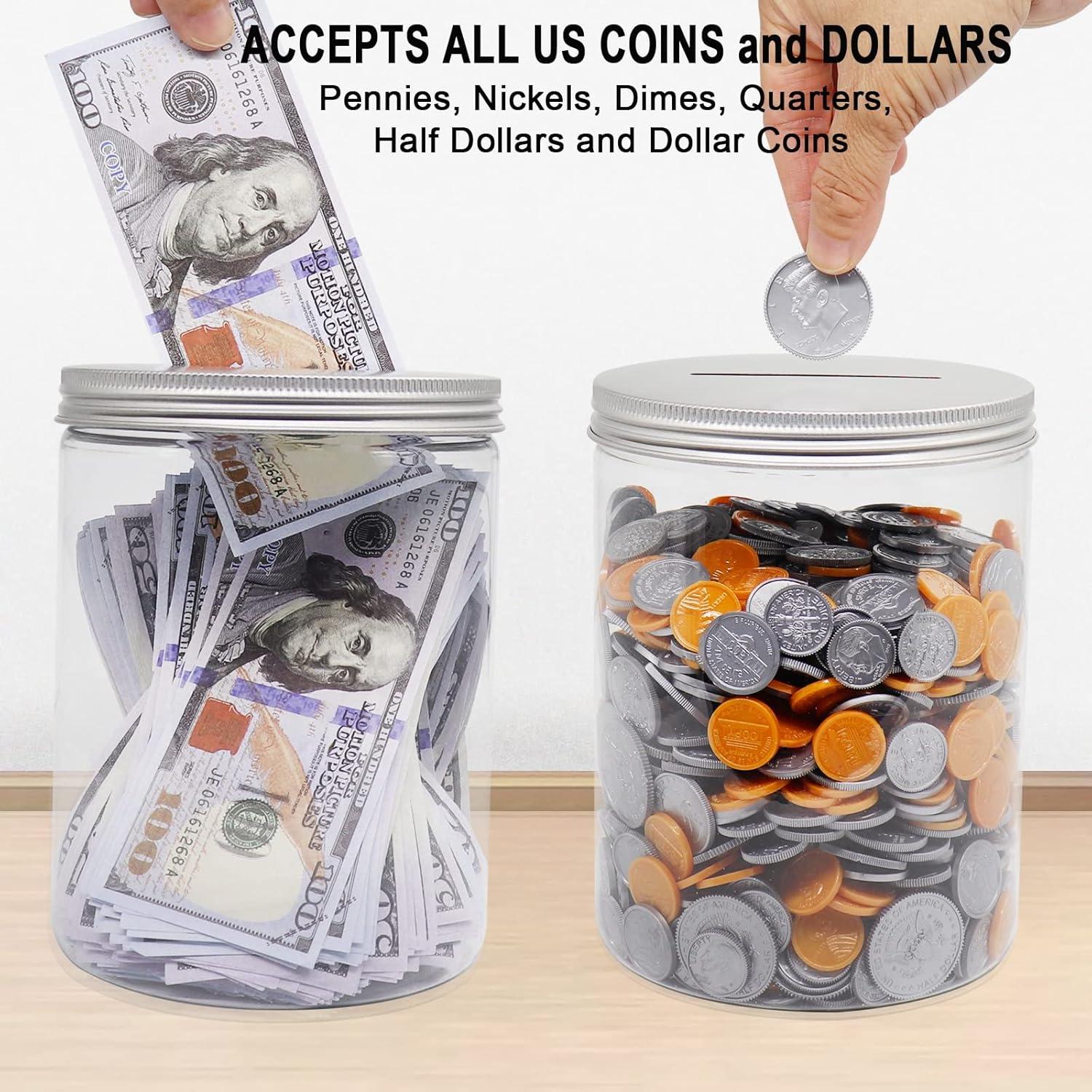 Tarro de Ahorro Grande Mczxon 2-Pack Plástico Transparente