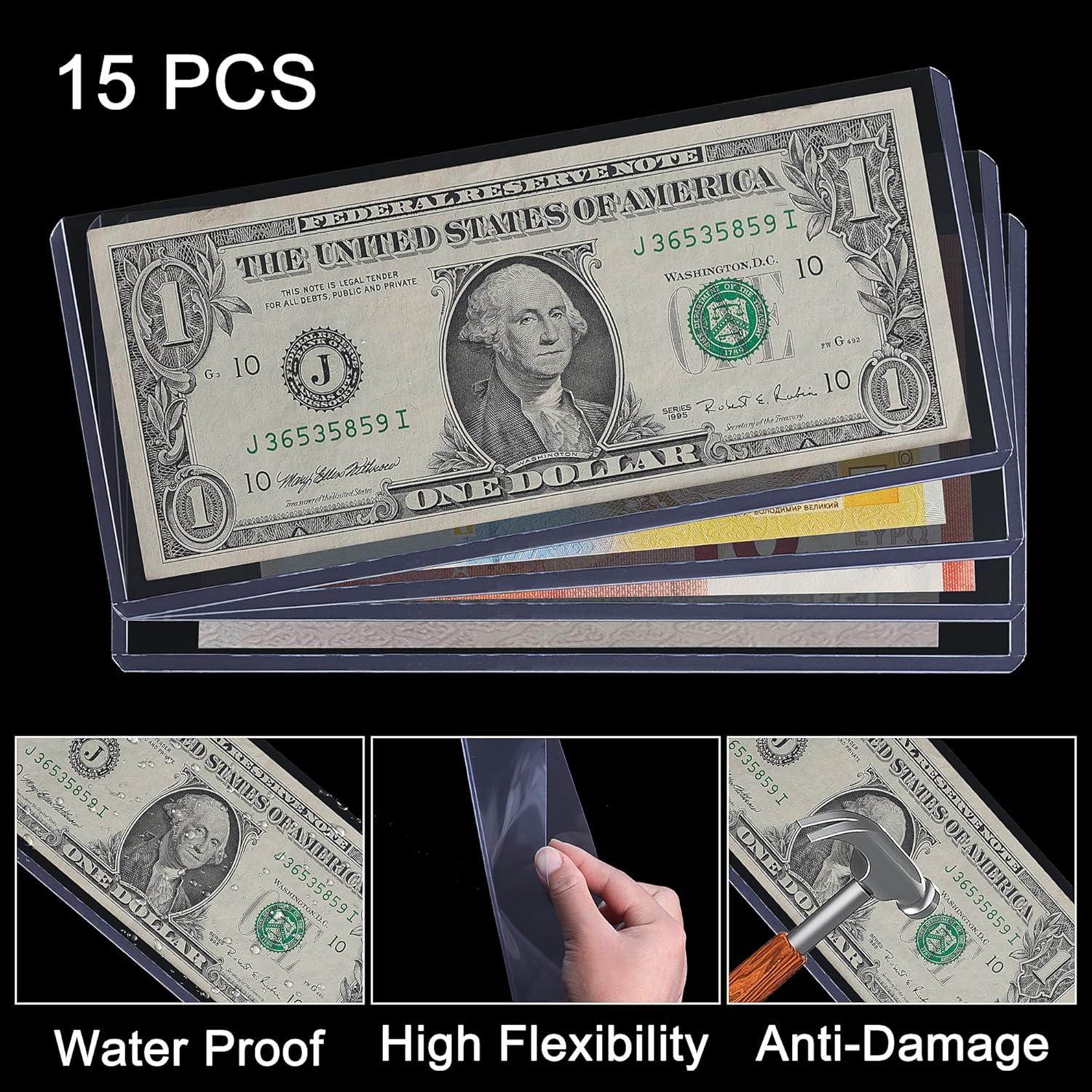 Tutores de Billetes Uncle Paul 15PCS PVC Transparentes 167x70mm
