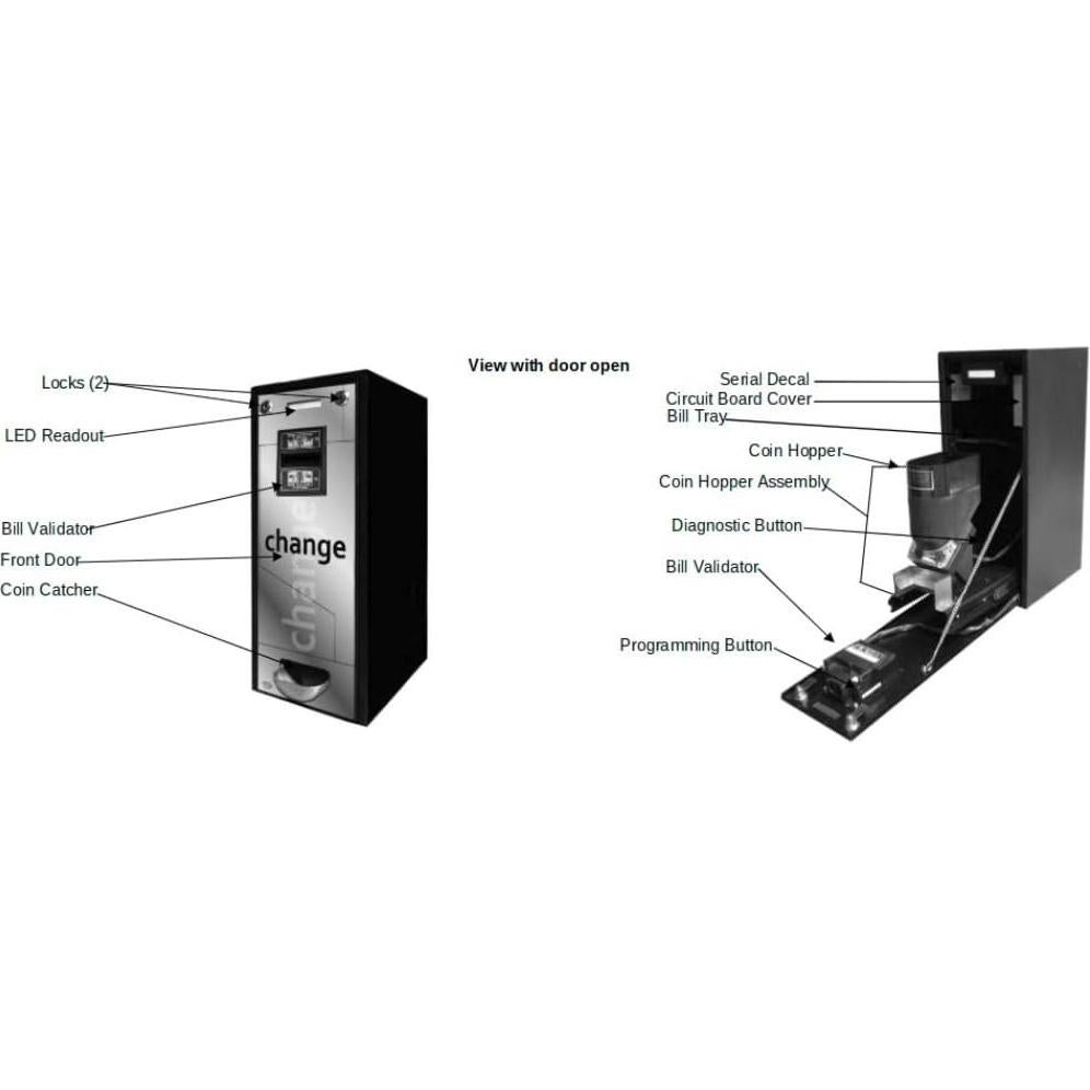 Máquina de Cambio de Billetes Seaga CM1250 con Tolva 1000 Monedas