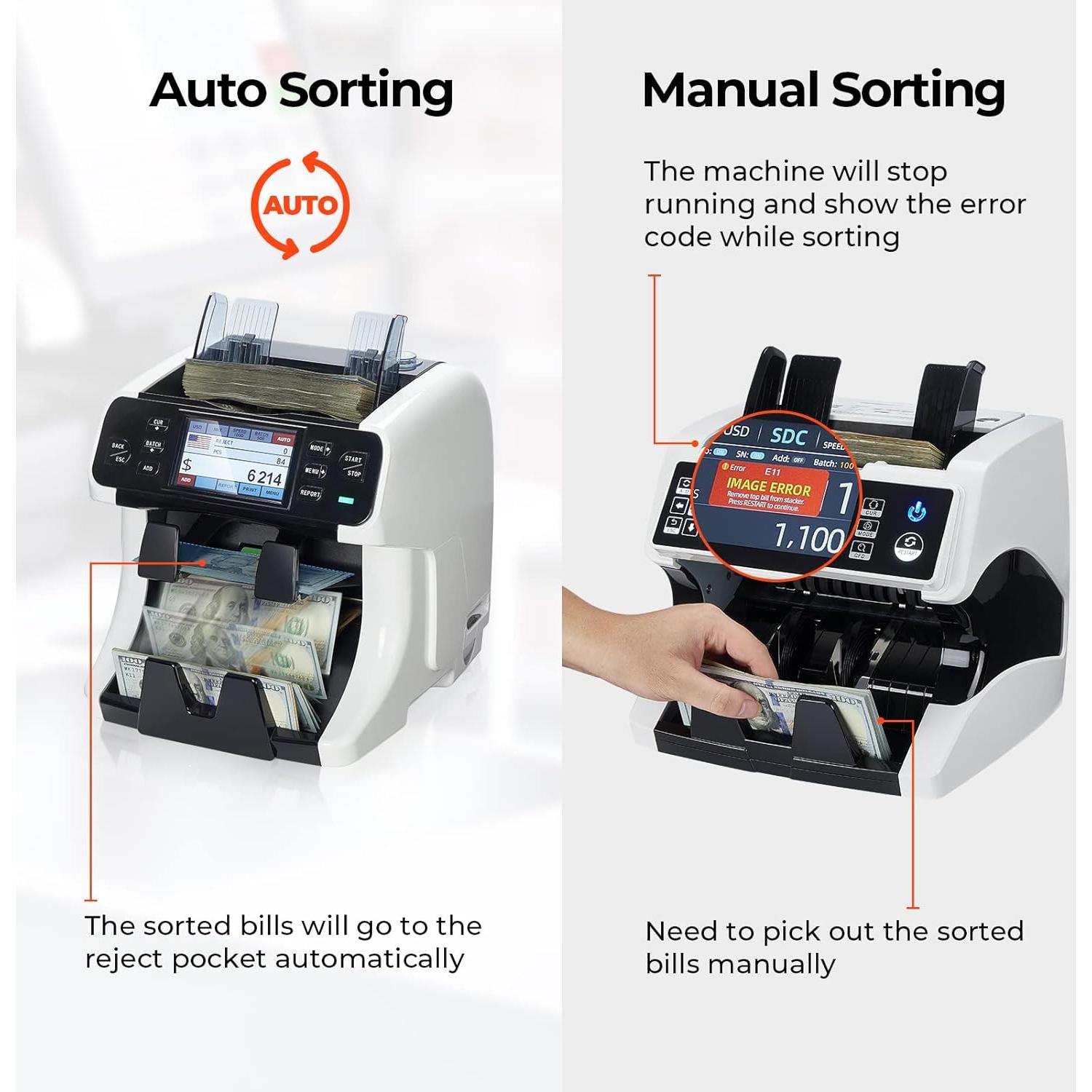 Contadora de Dinero MUNBYN IMC40 2 Bolsillos Pantalla Táctil