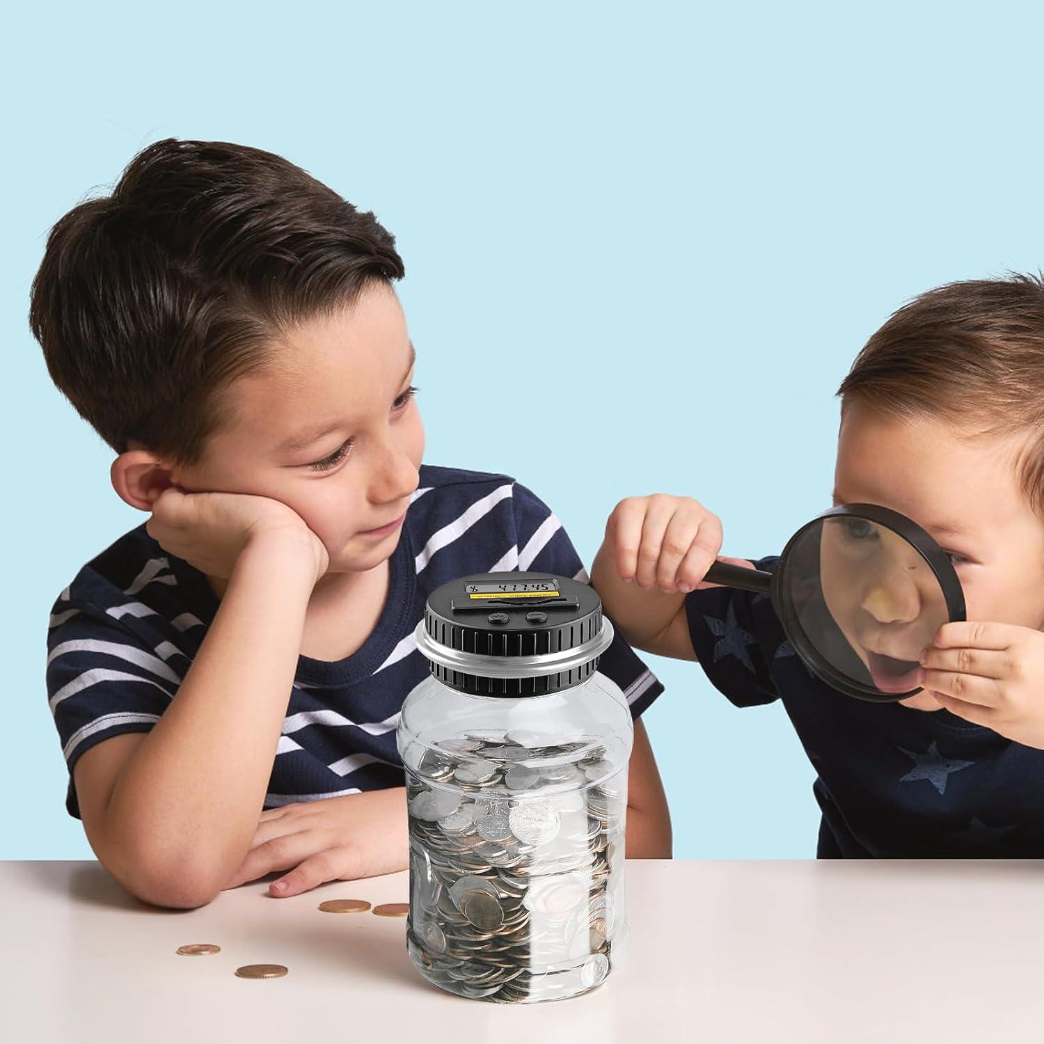 Contador de Monedas Digital QPEY 1.8L con Pantalla LCD Plata