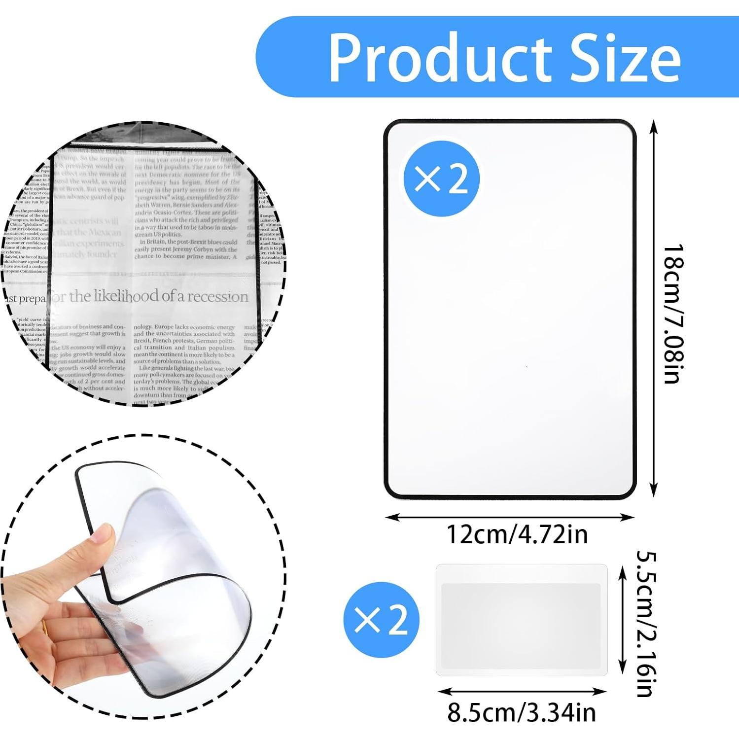 4 Hojas de Aumento Dimeho 3X 5X Plástico Claro para Lectura
