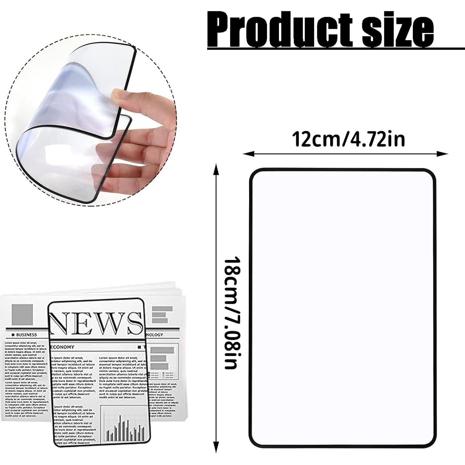 4 Lentes de Aumento 3X Maituifos PVC 18x12 cm para Lectura