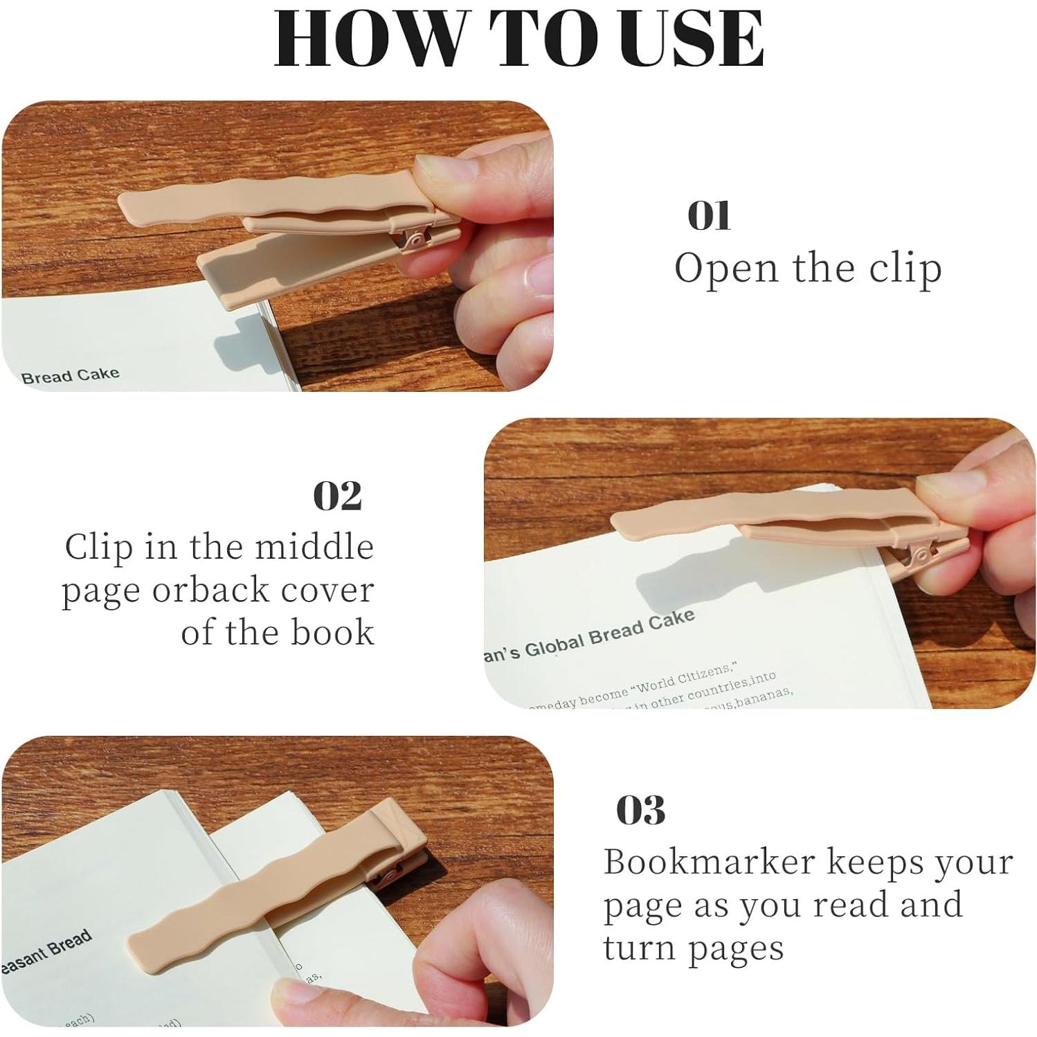 Marcadores de Libros Amberart, Paquete de 3 Clips de Silicona