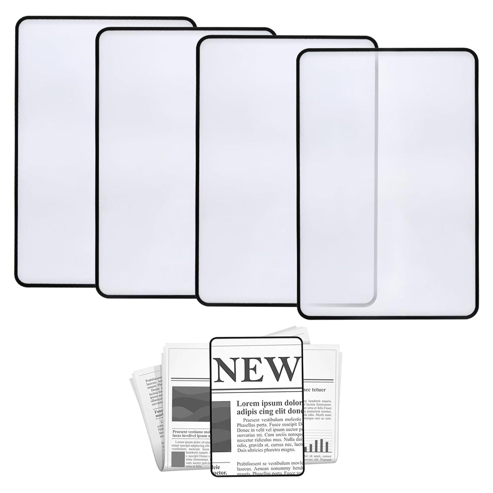 4 Hojas de Aumento 3X ZAGQIG para Lectura - PVC 18x12 cm