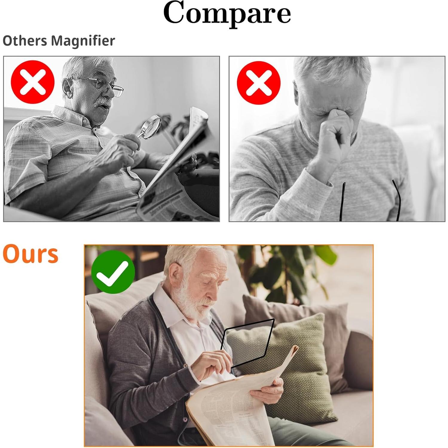 4 Hojas de Aumento 3X ZAGQIG para Lectura - PVC 18x12 cm