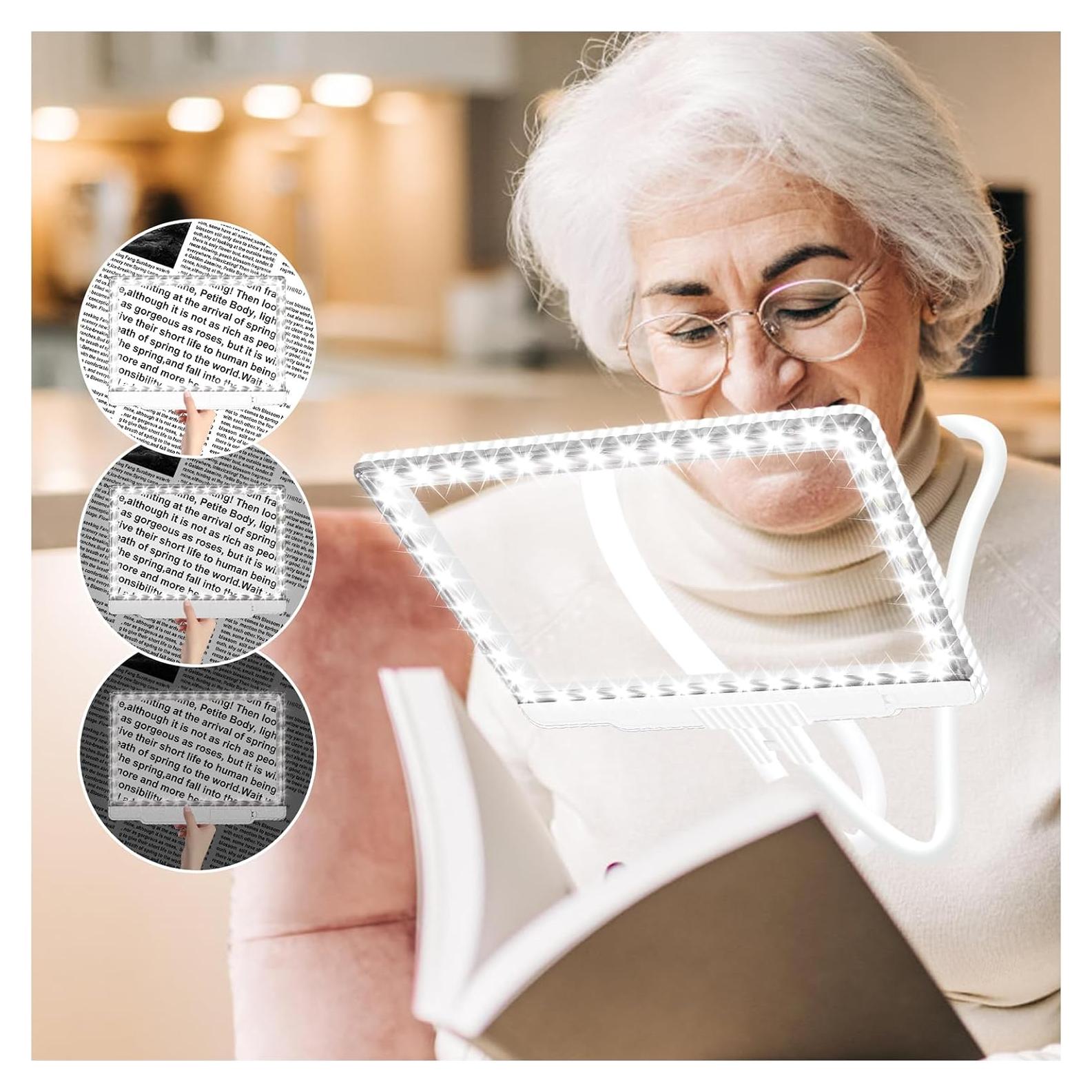 Lupa Iluminada NZQXJXZ 5X con Soporte y Luz Ajustable