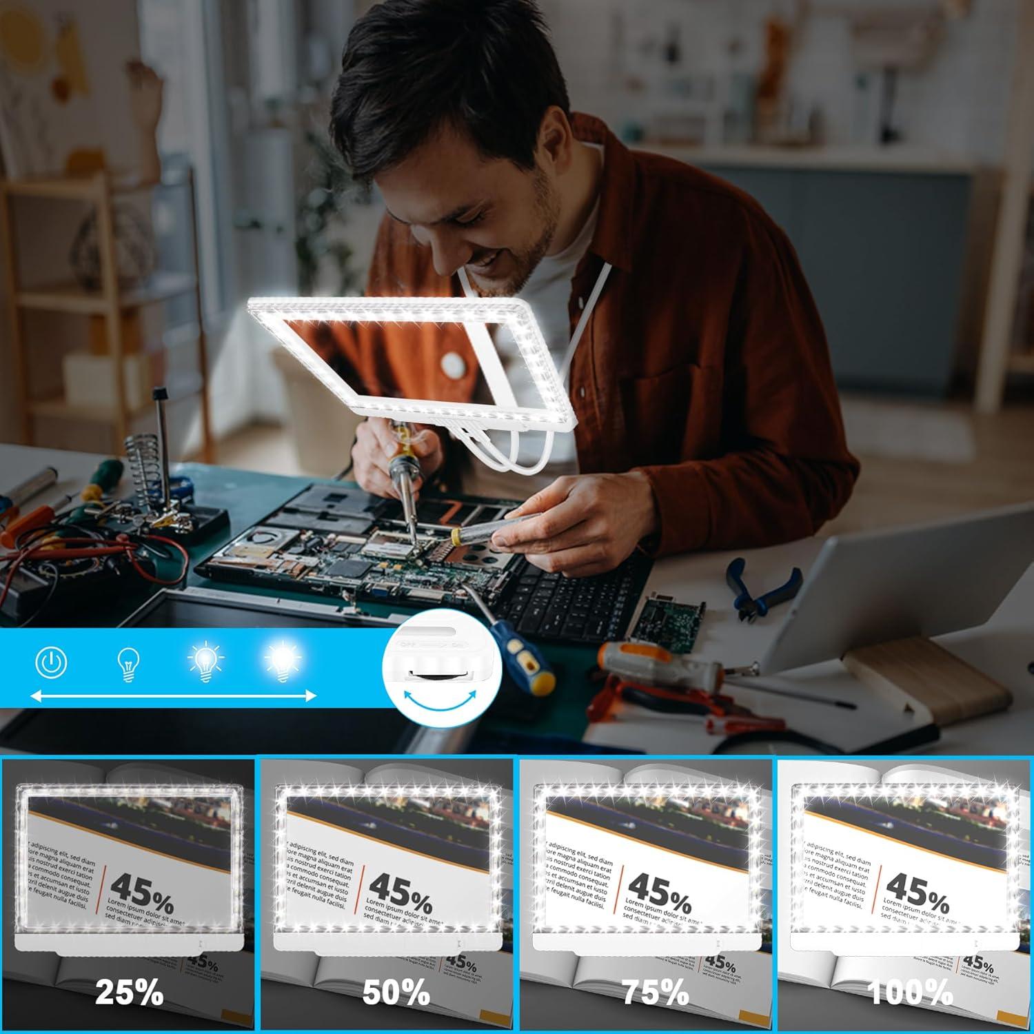 Lupa Iluminada NZQXJXZ 5X con Soporte y Luz Ajustable