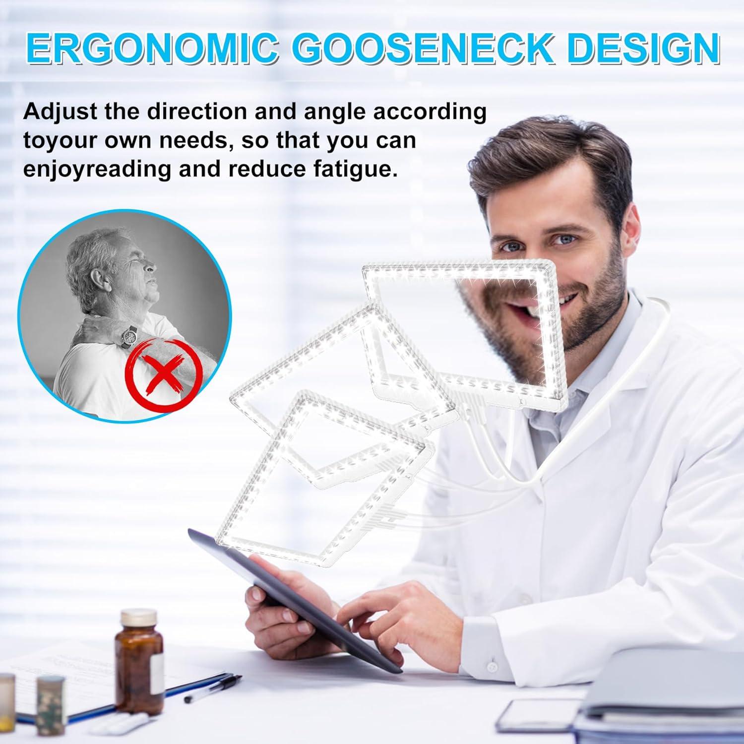 Lupa Iluminada NZQXJXZ 5X con Soporte y Luz Ajustable