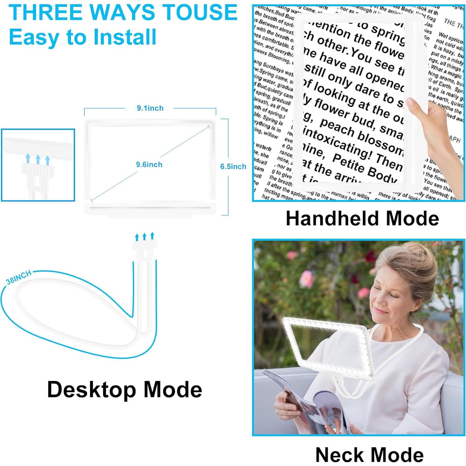 Lupa Iluminada NZQXJXZ 5X con Soporte y Luz Ajustable