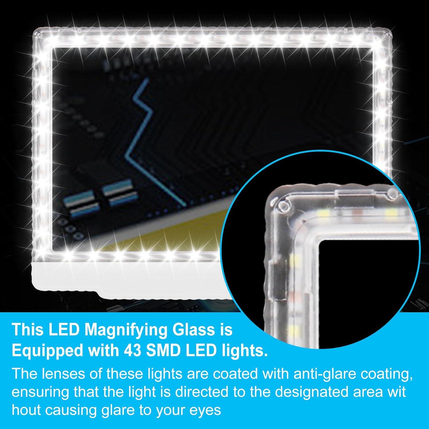 Lupa Iluminada NZQXJXZ 5X con Soporte y Luz Ajustable