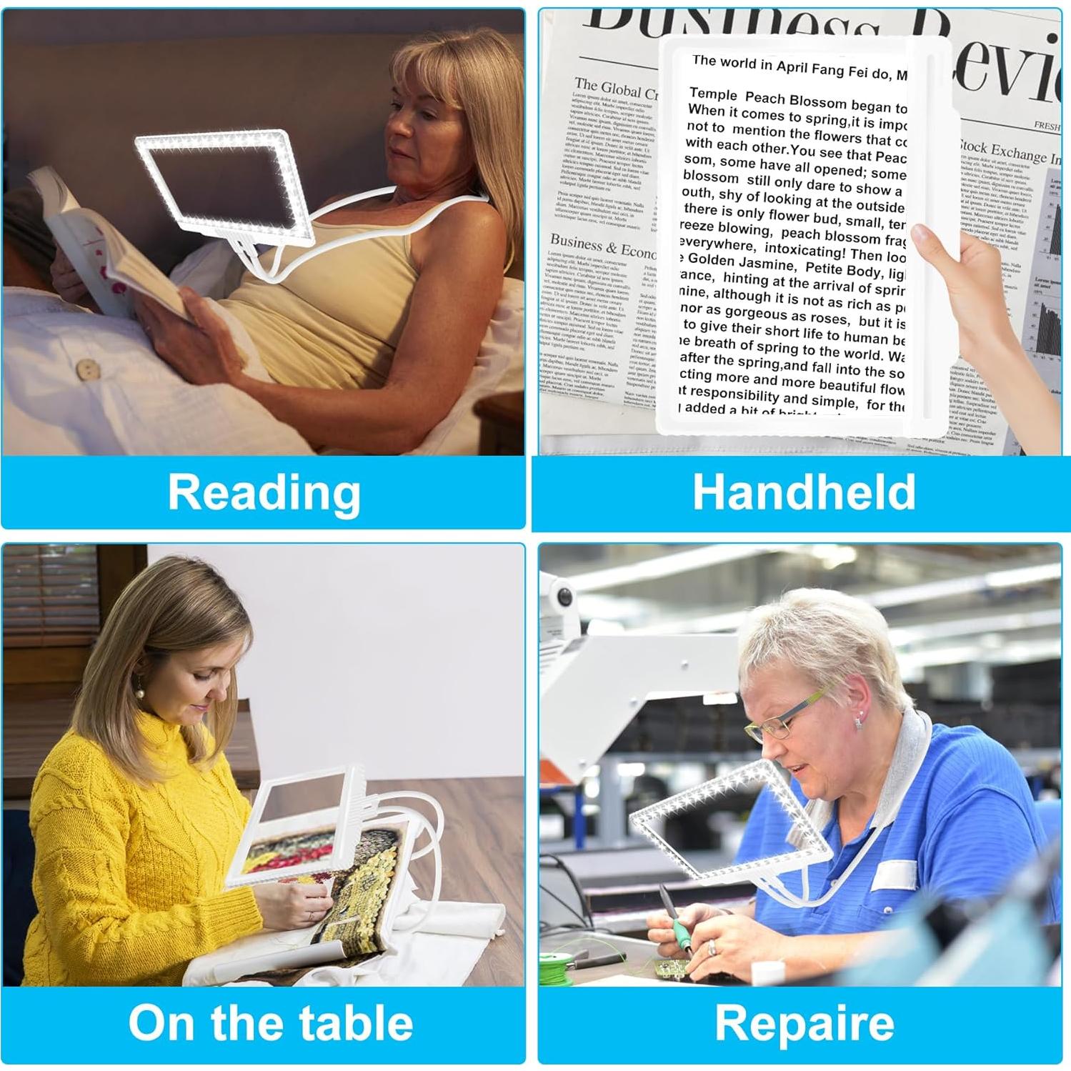 Lupa Iluminada NZQXJXZ 5X con Soporte y Luz Ajustable