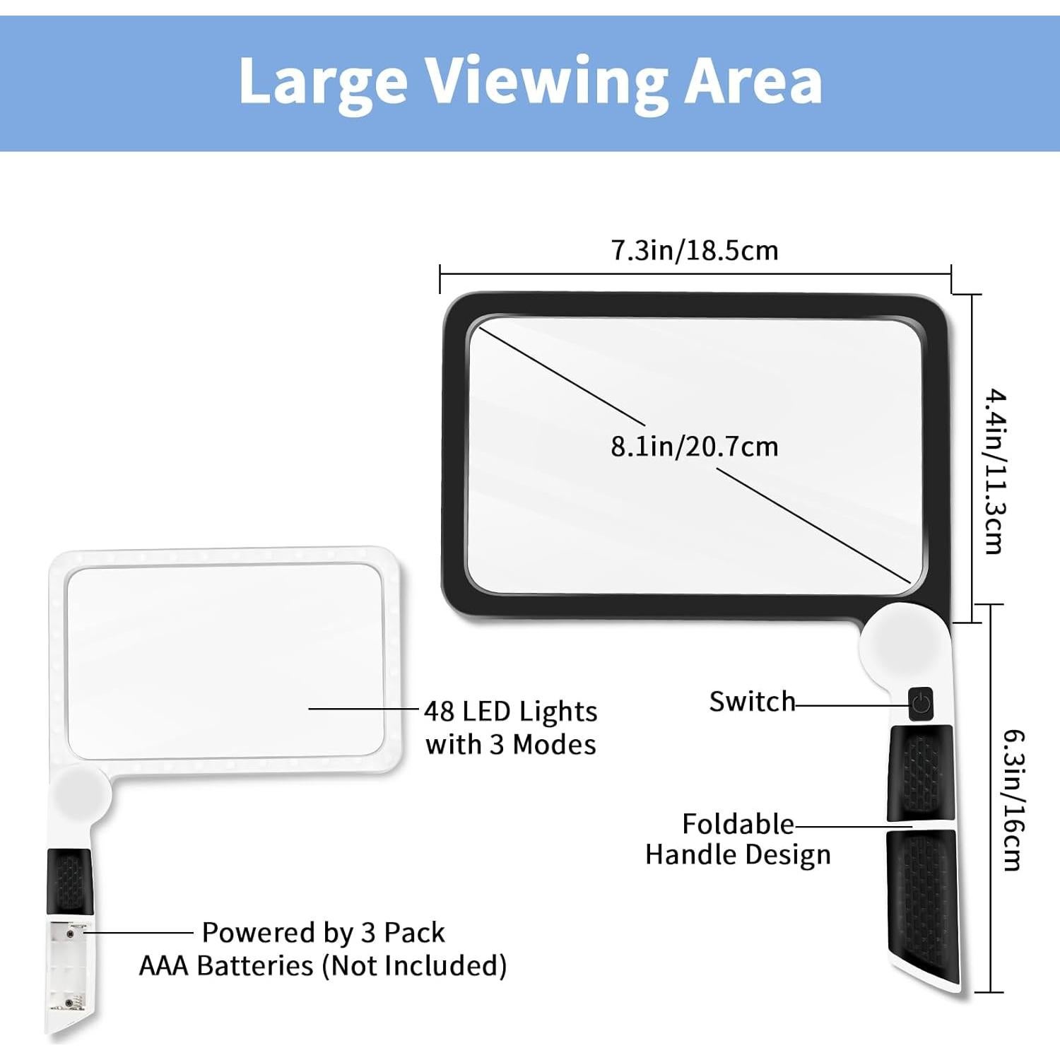 Lupa Iluminada 5X Yerepk con 48 LEDs y Lente Acrílica