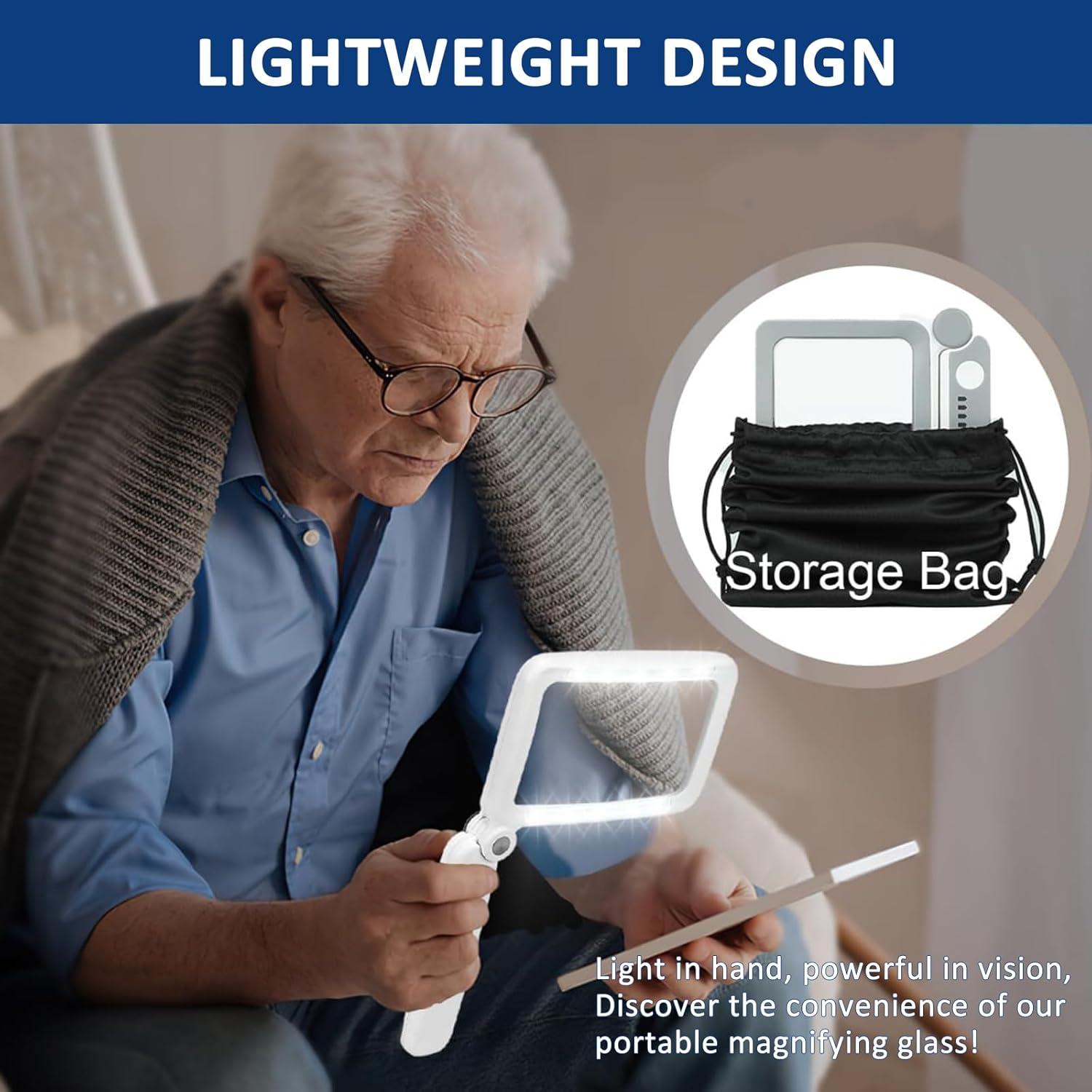 Lupa con Luz IIYL Recargable 4X para Lectura y Baja Visión