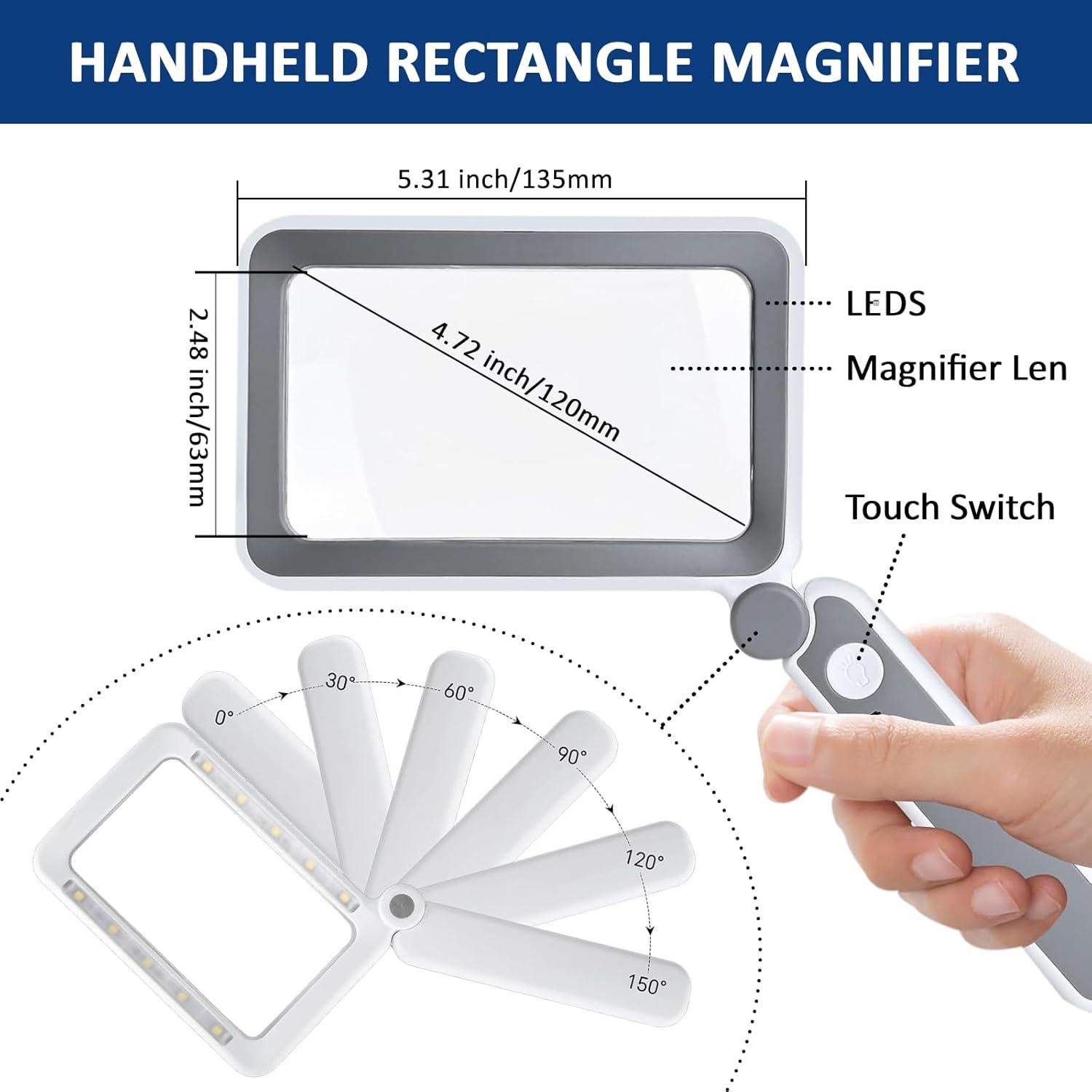 Lupa con Luz IIYL Recargable 4X para Lectura y Baja Visión