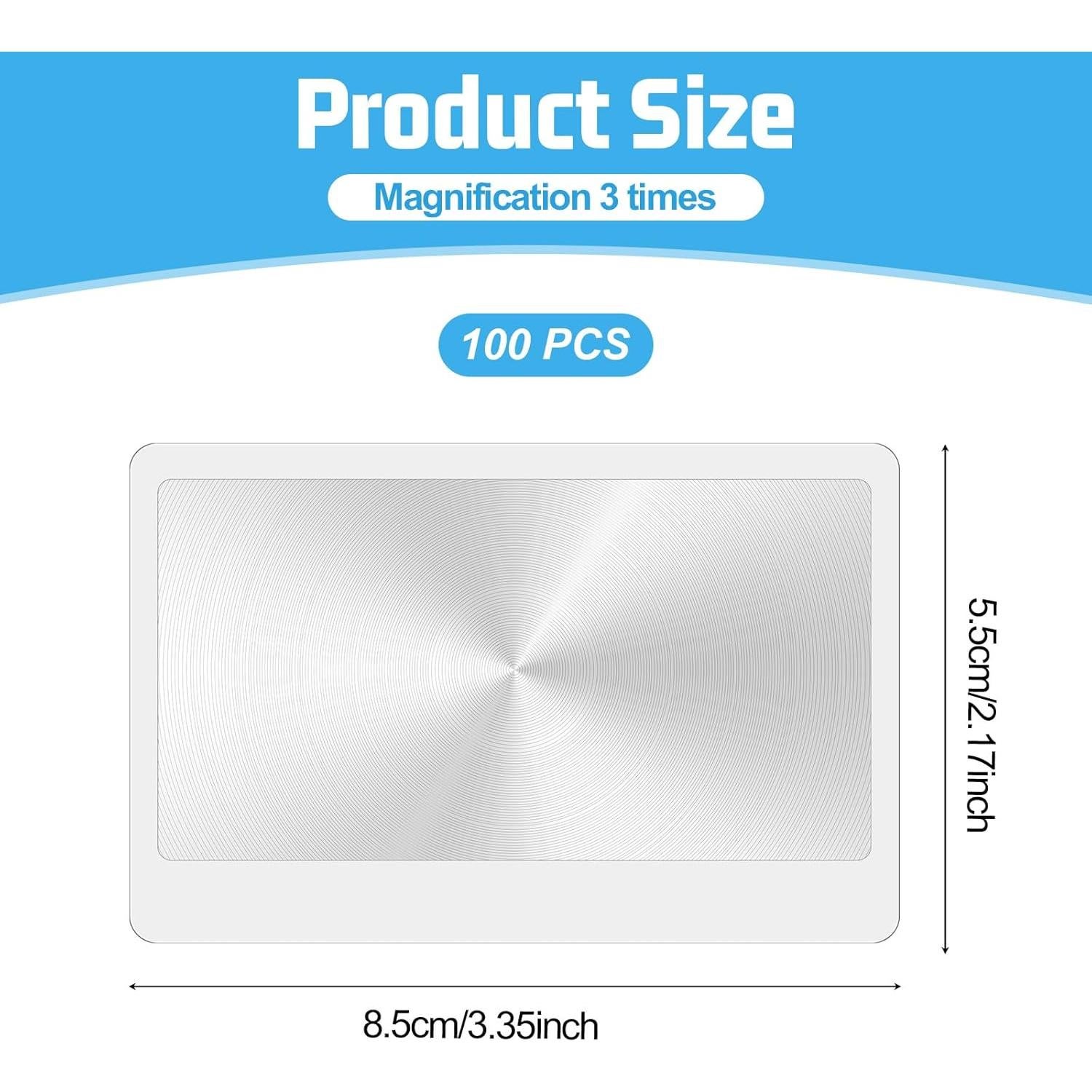 Lente Fresnel Aiyorse 100 Piezas 3x Aumento 8.5x5.5cm