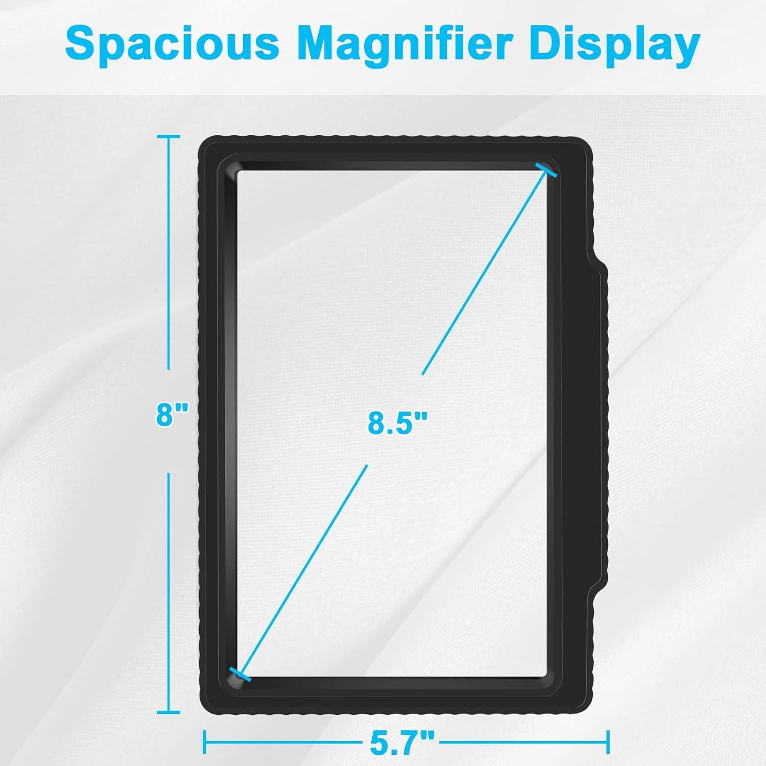 Lupa de Página 5X Molebe Negra - Ligera y Grande 20.3x14.5 cm