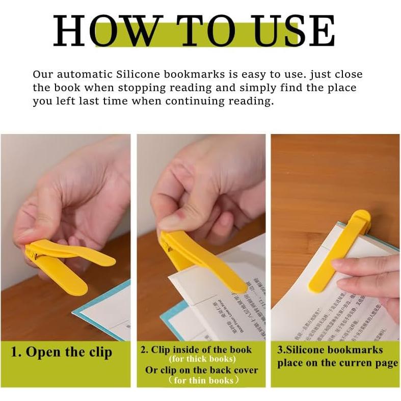 4 Marcadores Automáticos de Silicona Baeleega - Clip para Libros