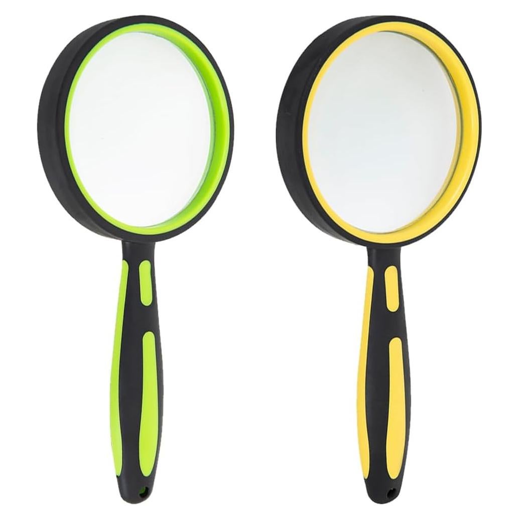 Lupa de Mano ELTVISII 10X 75mm Portátil Amarillo+Verde - 2 Paquetes
