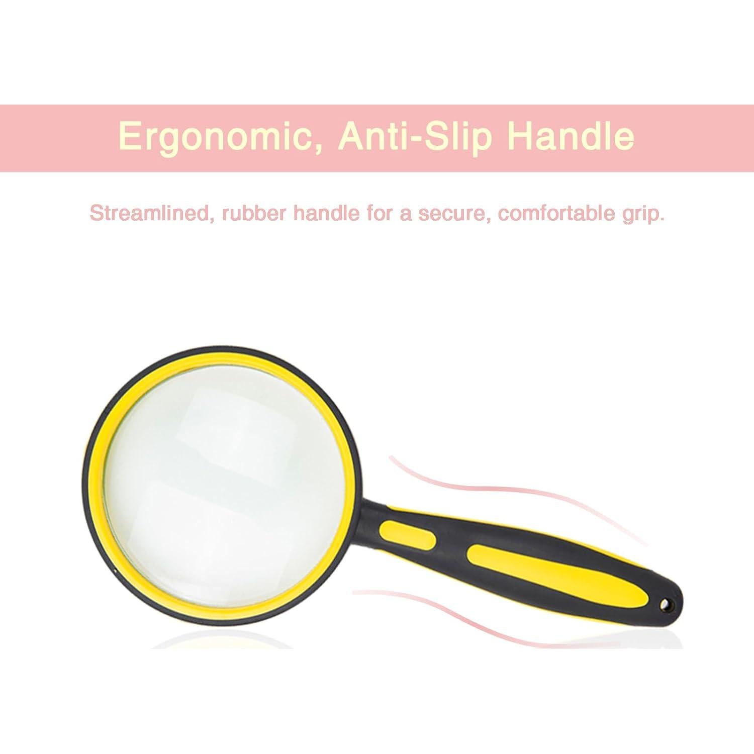 Lupa de Mano ELTVISII 10X 75mm Portátil Amarillo+Verde - 2 Paquetes