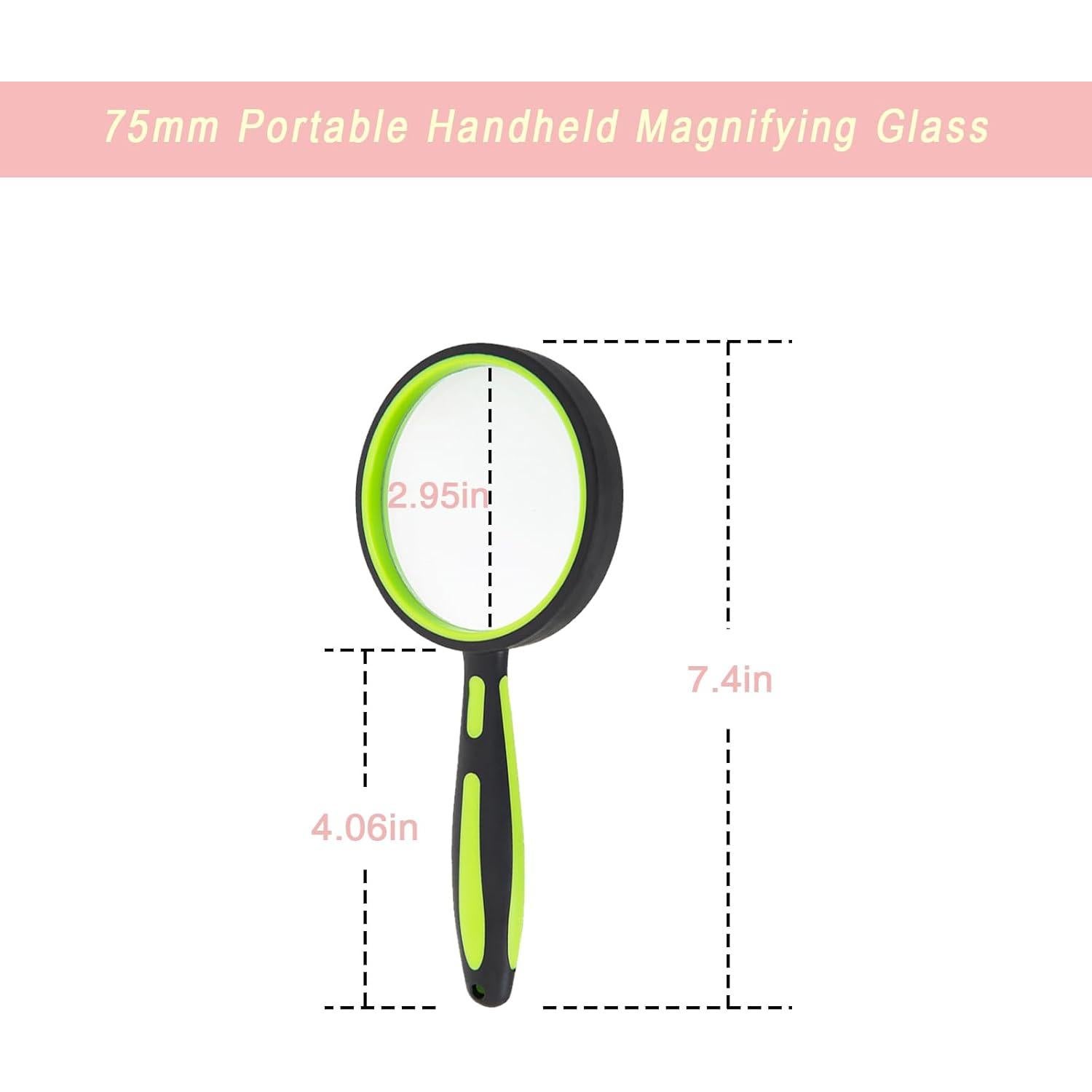 Lupa de Mano ELTVISII 10X 75mm Portátil Amarillo+Verde - 2 Paquetes