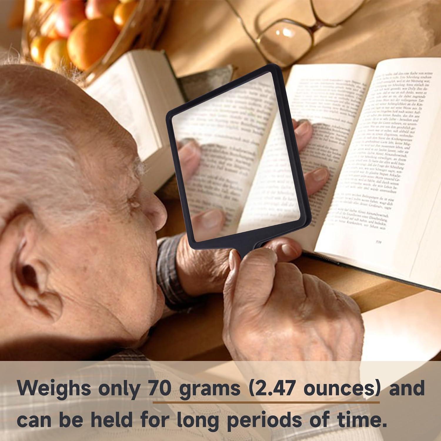 Lupa de Mano USEAMIE 3X Grande con Lente Fresnel - Negra