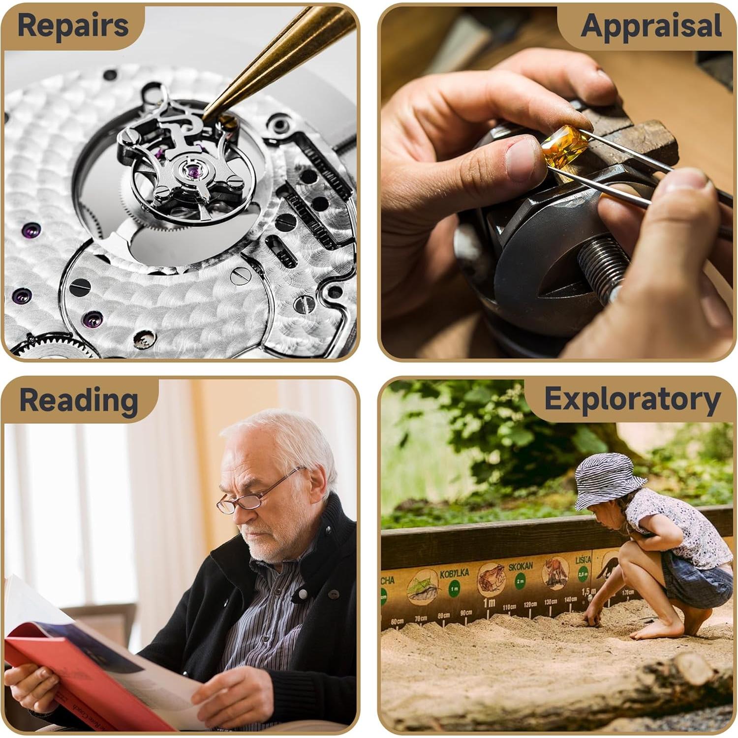 Lupa de Mano USEAMIE 3X Grande con Lente Fresnel - Negra