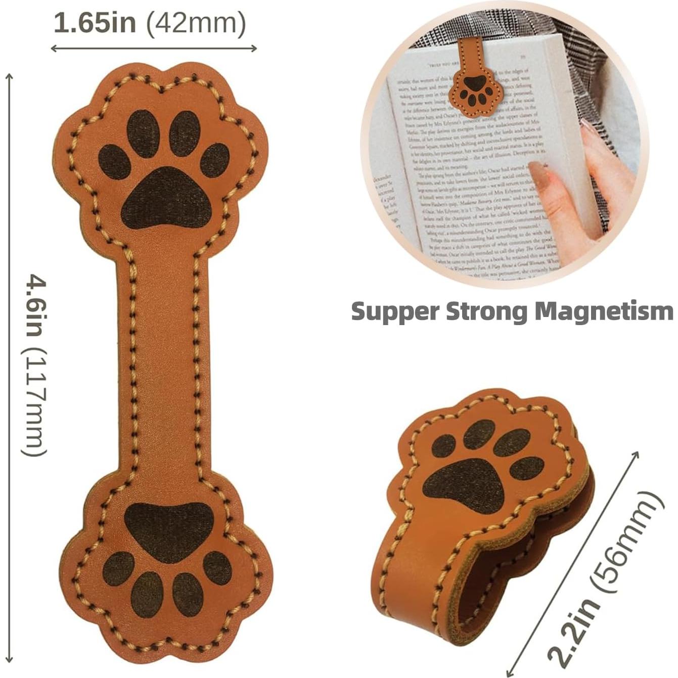 Marcador Magnético de Cuero Huella de Perro Solldgt 10.19cm