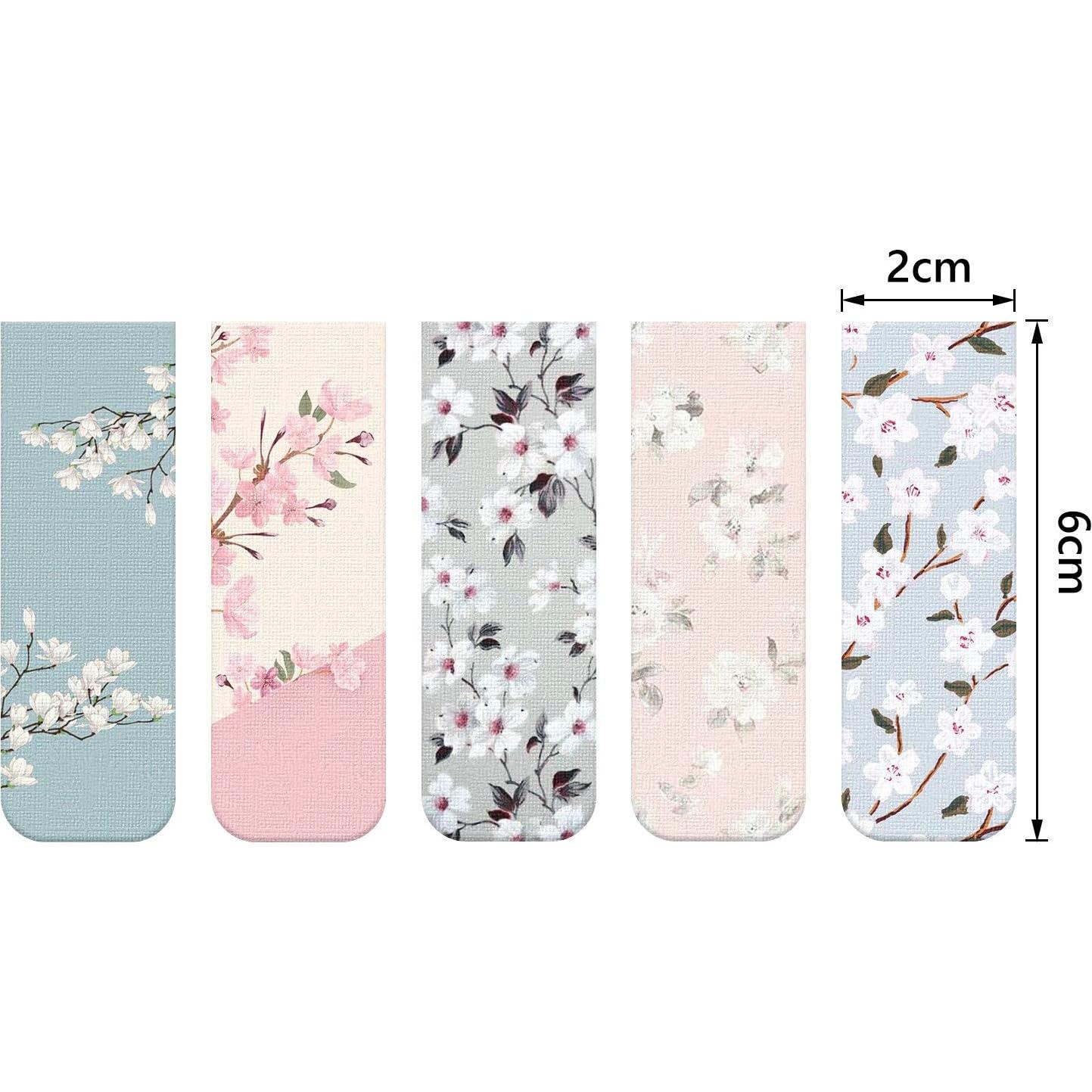 Chinco 10 Marcadores de Página Magnéticos Coloridos Floral