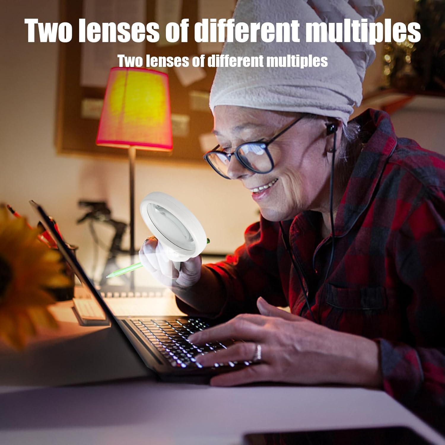 Lupa con Luz LED THRIVINGIVAN 3X 45X para Lectura y Joyería