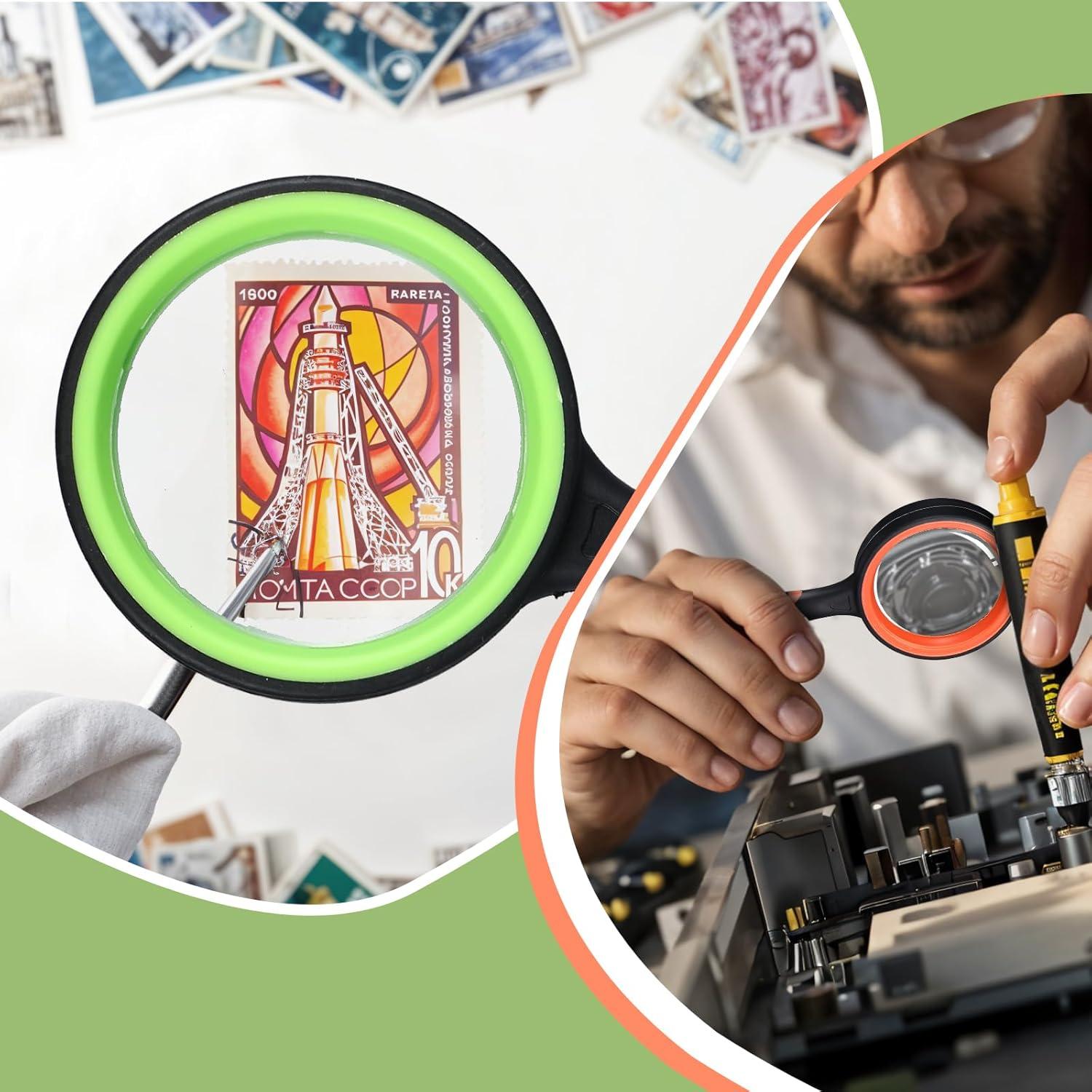 12 Lupas de Mano 10X JOUTYFOR con Mango Antideslizante