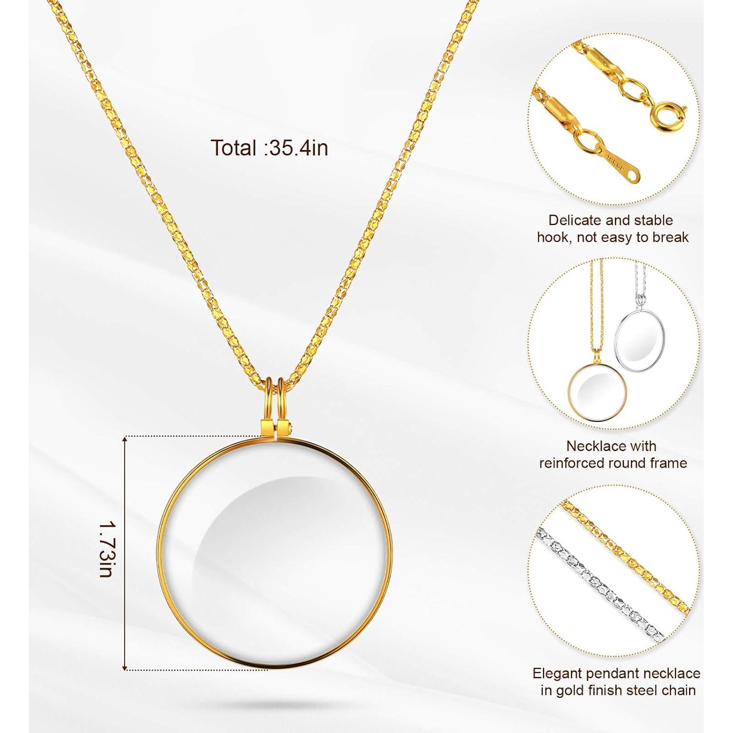 Collar Lupa 5X Yaomiao con Lente de Vidrio y Cadena 66 cm