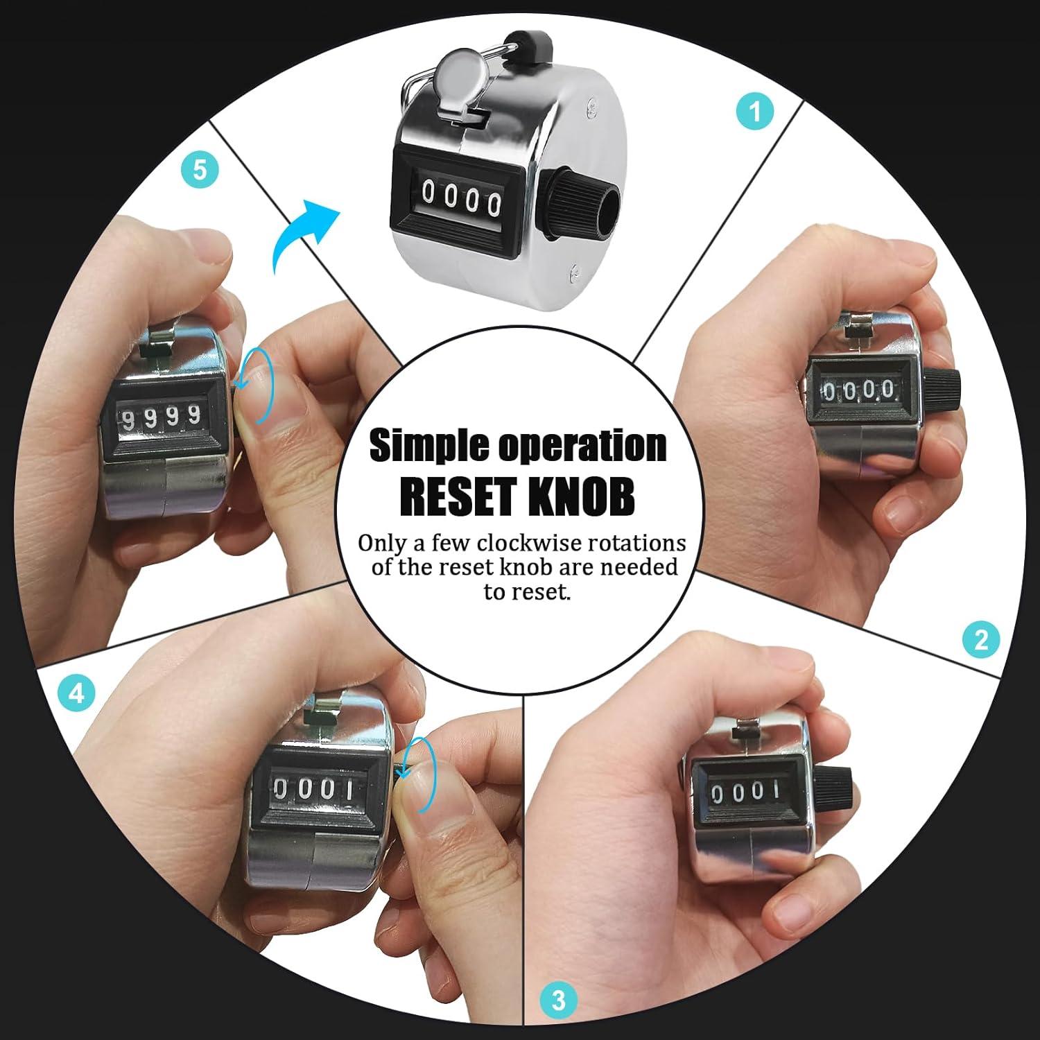 Contador de Clicks Manual GDMINLO de Metal 4 Dígitos Plata