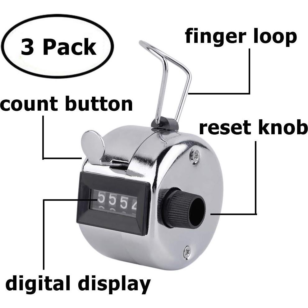 Contadores Manuales de Tally CNYMANY 4 Dígitos Metal 3 Paquetes