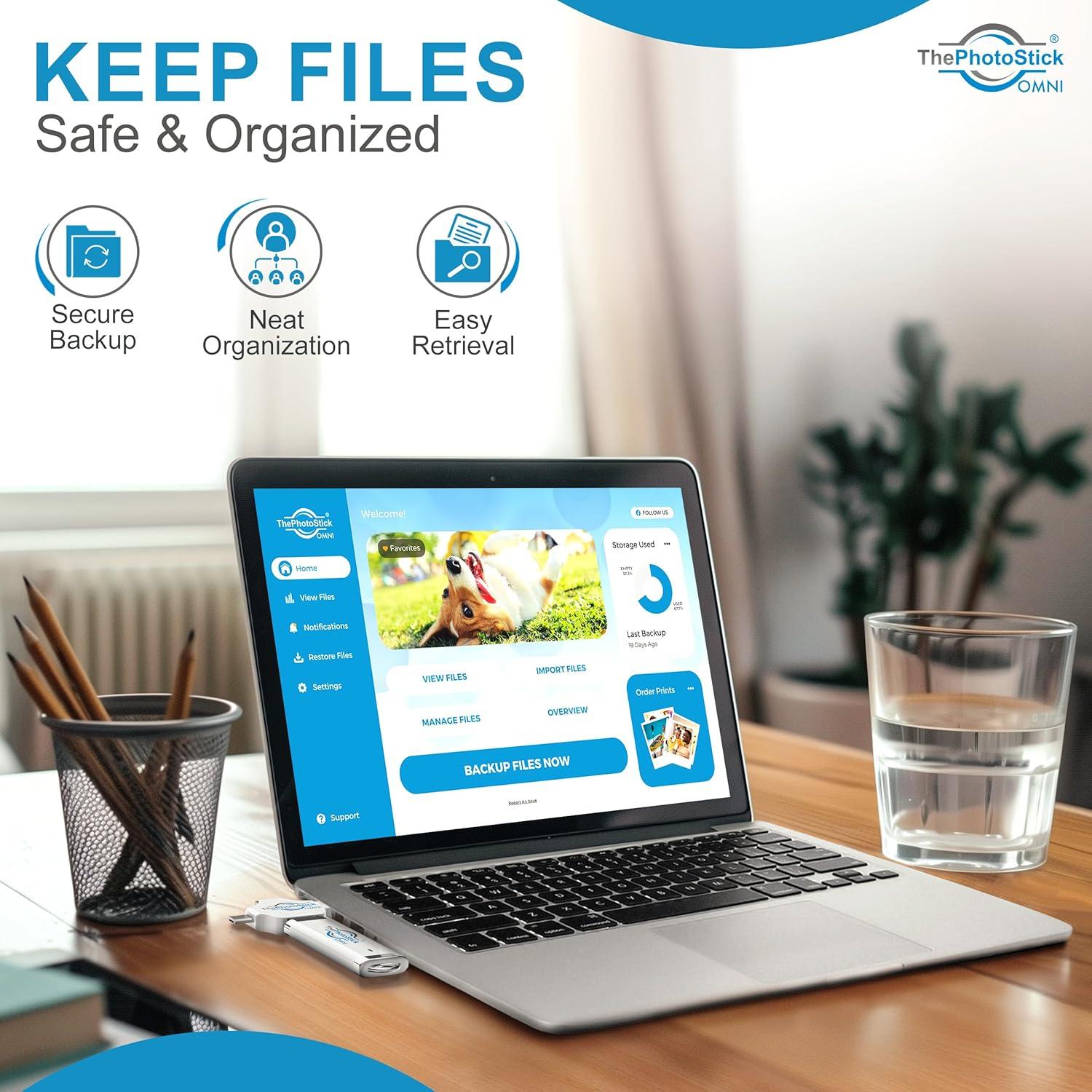 ThePhotoStick Omni 64GB - Respaldo y Organización de Archivos
