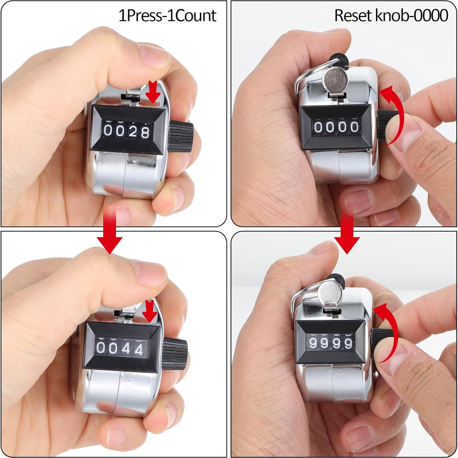 Contador Manual de Tally JOUTYFOR 12 Pcs 4 Dígitos Plata