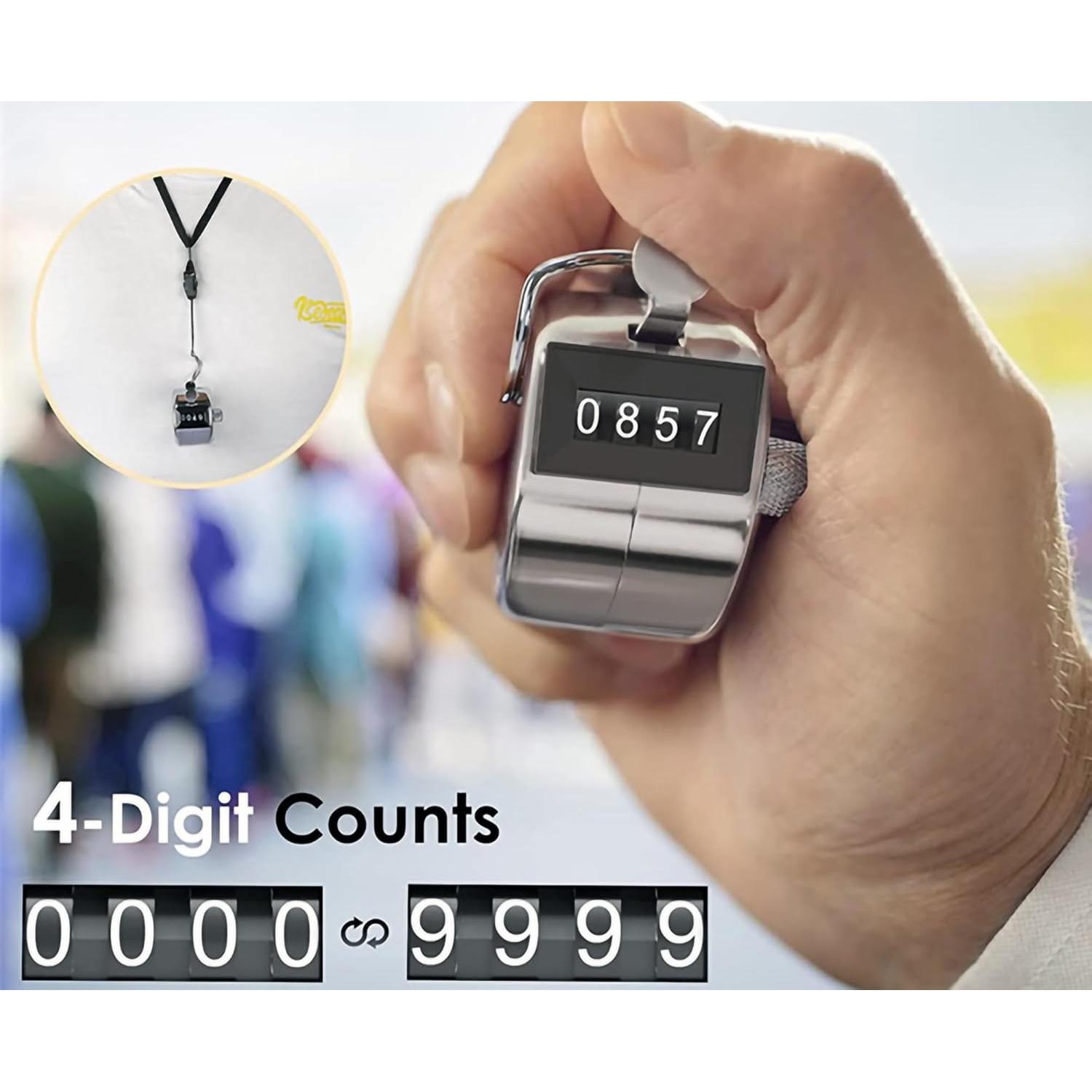 Contador Mecánico PHONEX - Clicker Manual 4 Dígitos Acero Inoxidable