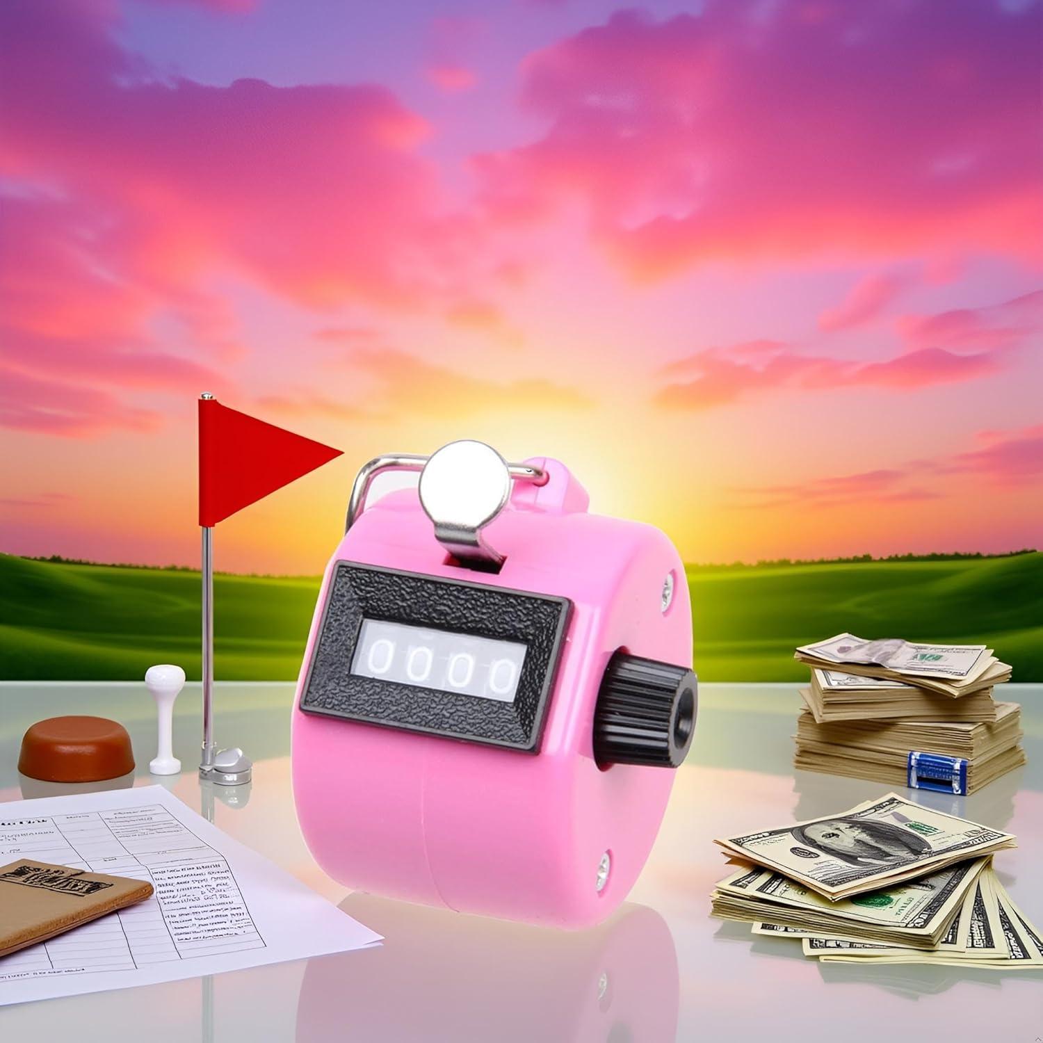 Contador de Tally de Mano Rosa Jizlan 4 Dígitos Mecánico