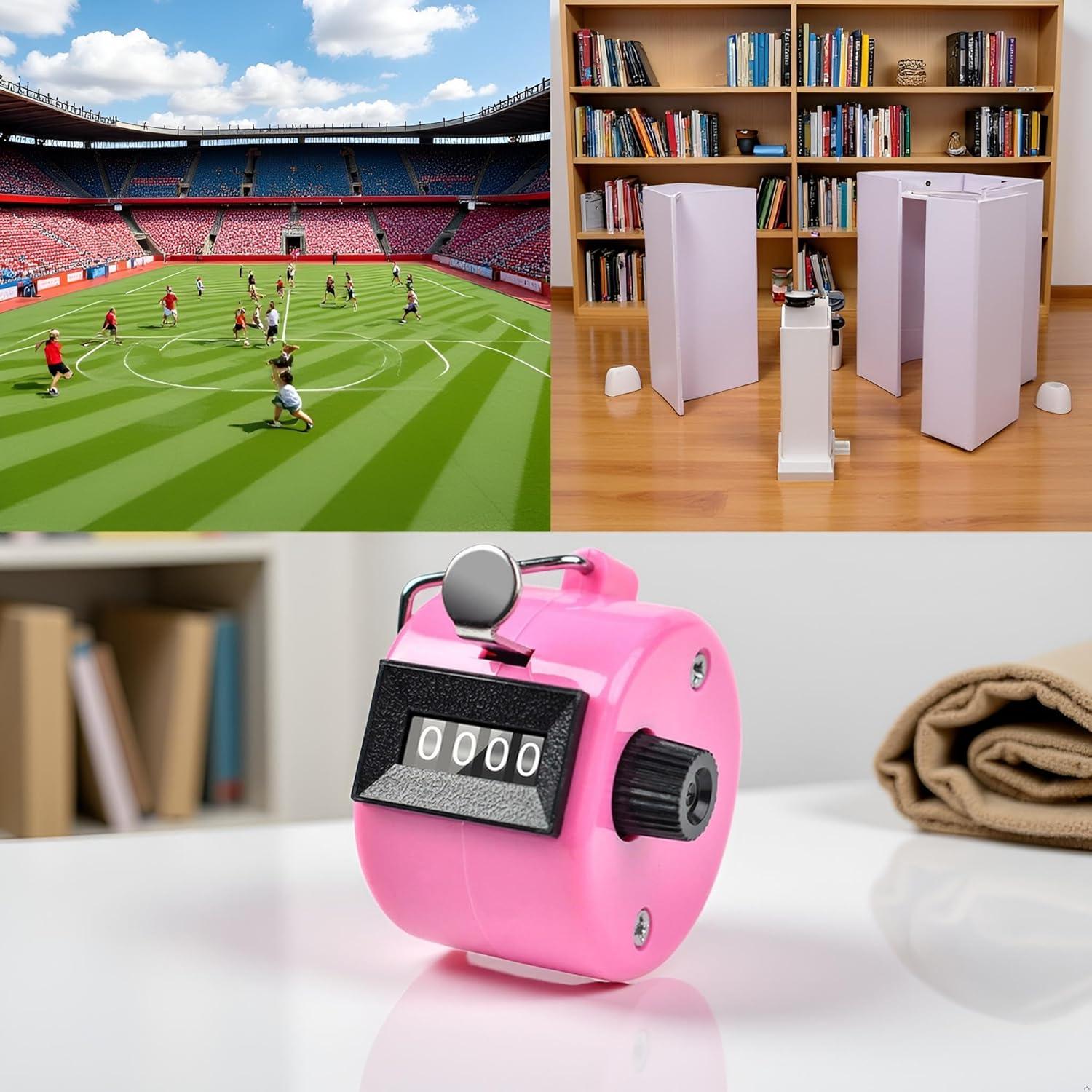 Contador Manual Doble Clicker Tustao 4 Dígitos Metal Rosa