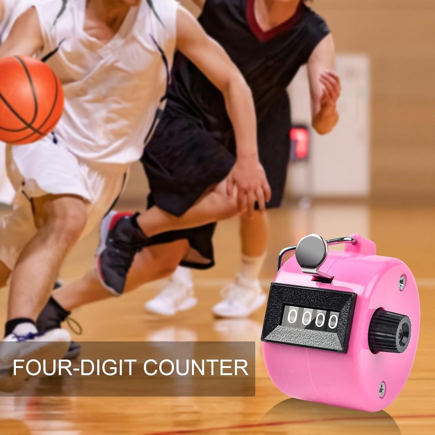 Contador Manual Doble Clicker Tustao 4 Dígitos Metal Rosa