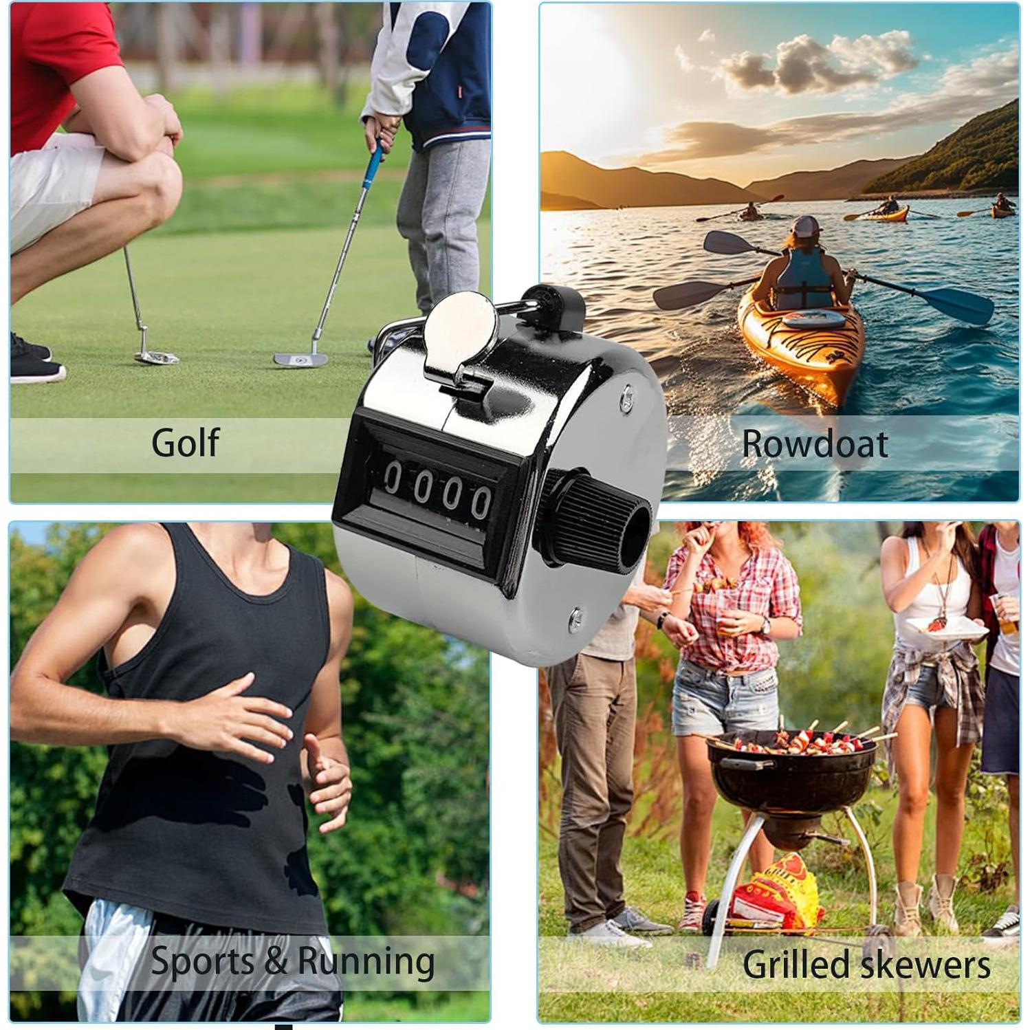 Contador Manual Clicker GDMINLO Metal 4 Dígitos Plata