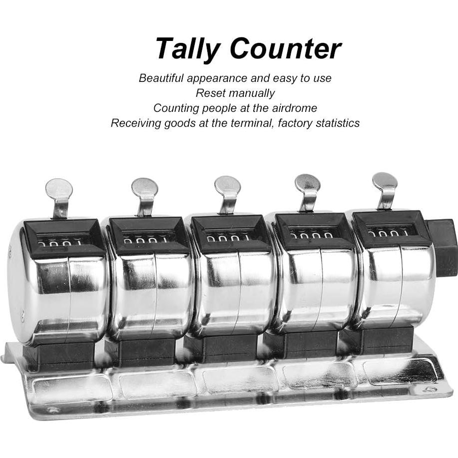 Contador Manual Mecánico de Mano Garosa 4 Dígitos Acero Inoxidable