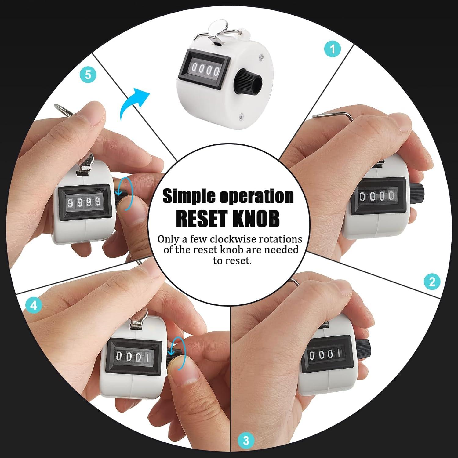 Paquete de 3 Contadores Tally Mecánicos 4 Dígitos BGJRBY