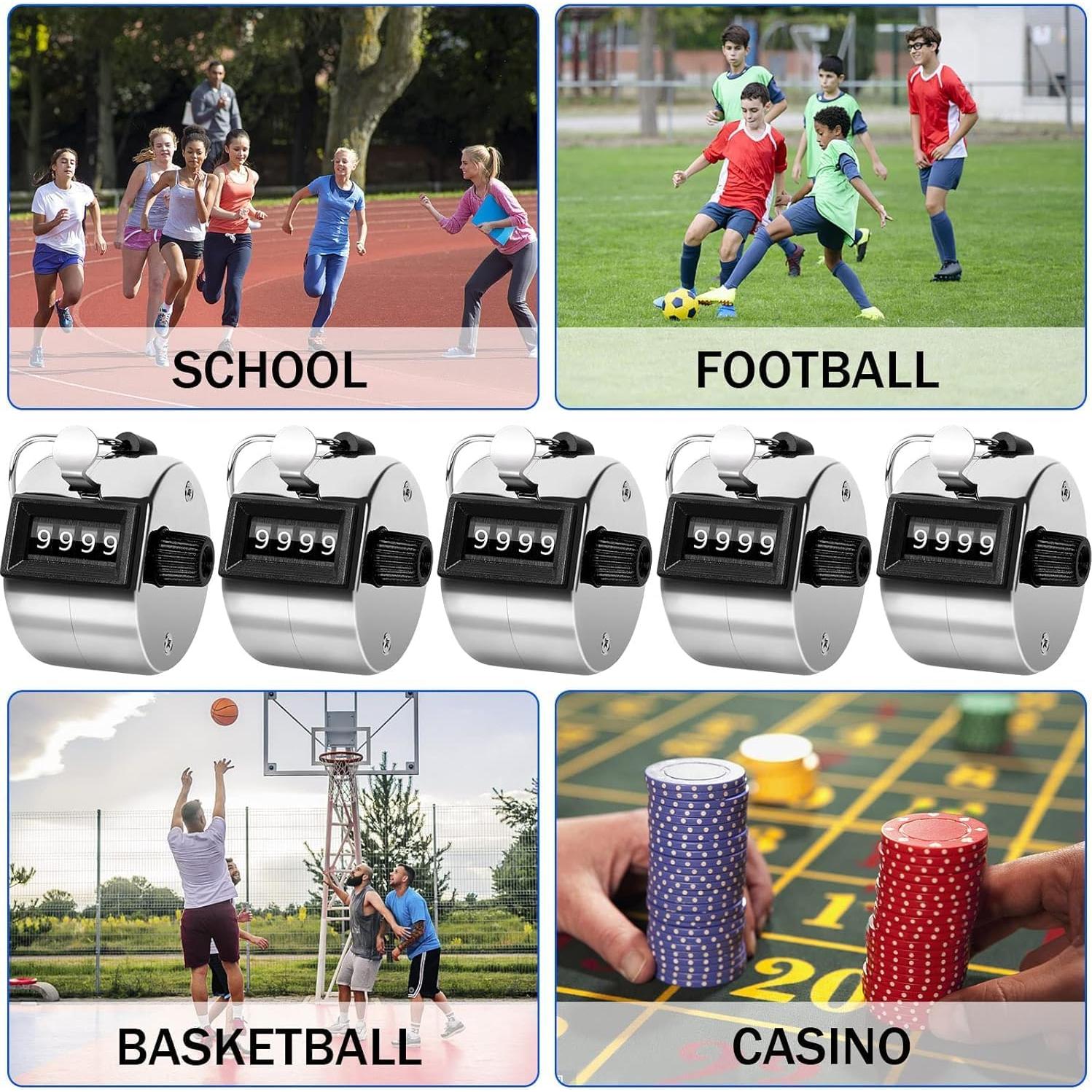 Contador Manual de Tally Lawei 6 Pcs 4 Dígitos Mecánico Plata