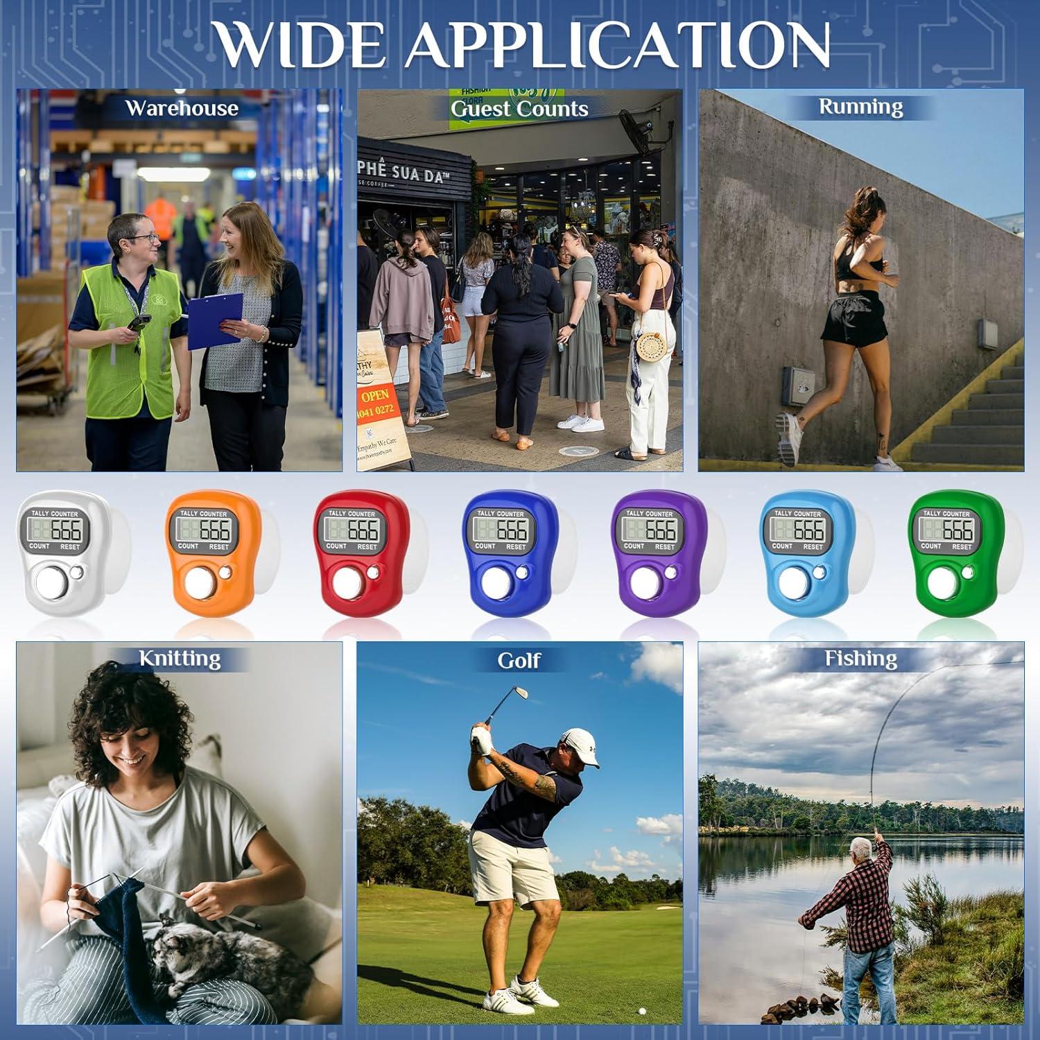 Paquete de 7 Contadores Electrónicos de Dedo CHGANG LCD 5 Dígitos